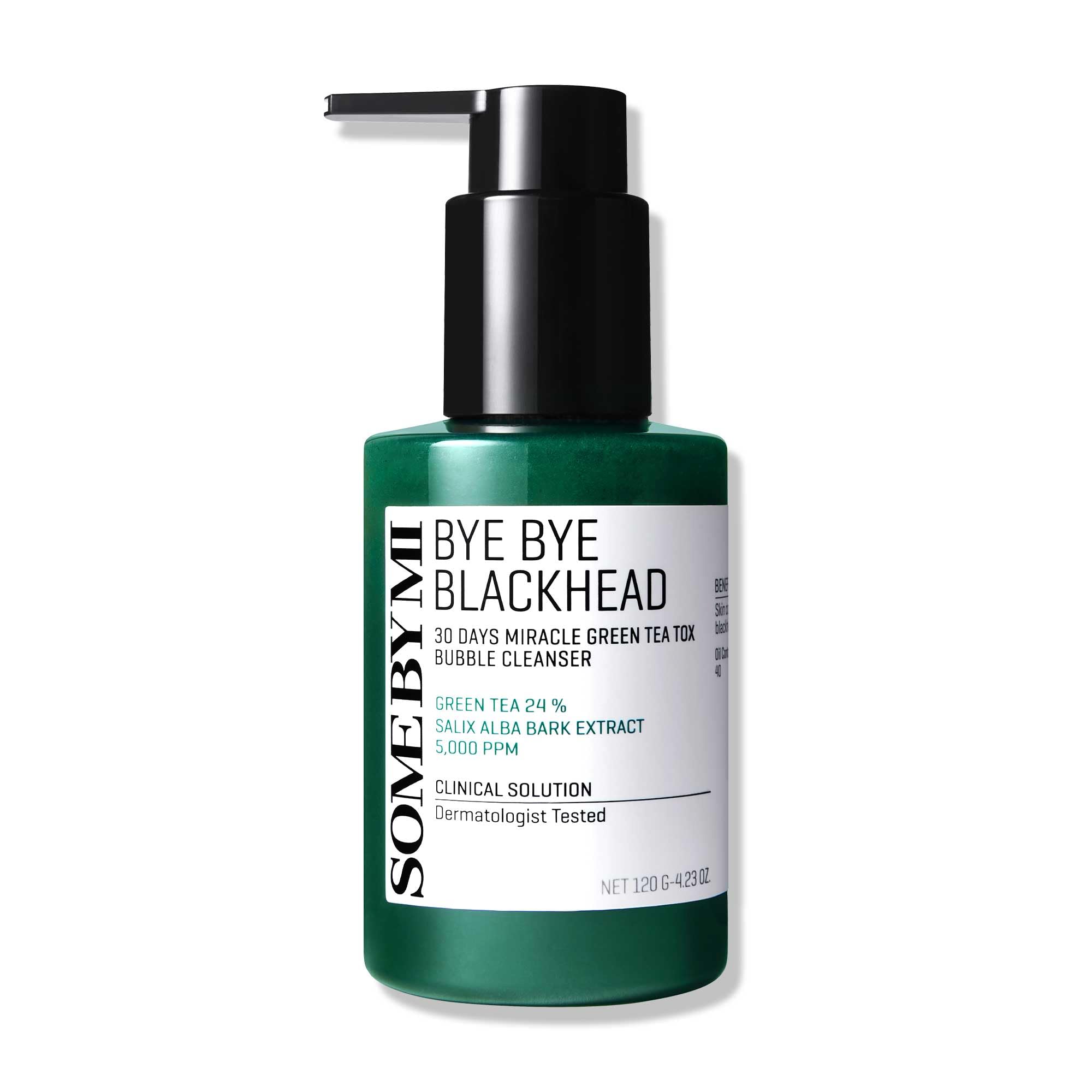 Some By Mi Bye Bye Blackhead 30 Days Miracle Green Tea Tox Bubble Cleanser - 423 Oz, 120G - Pore Cleaning, Brightening And Resto