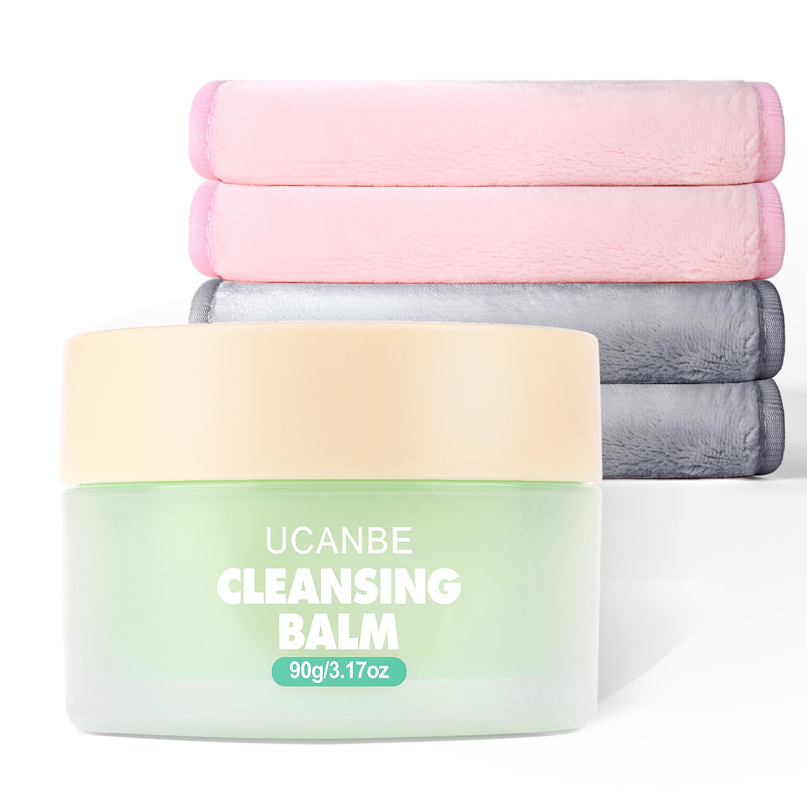 Ucanbe Cleansing Balm Makeup Remover, 3.17Oz Cleansing Balm + 4Pcs Large Size Makeup Remover Cloths, Makeup Cleansing Balm For W