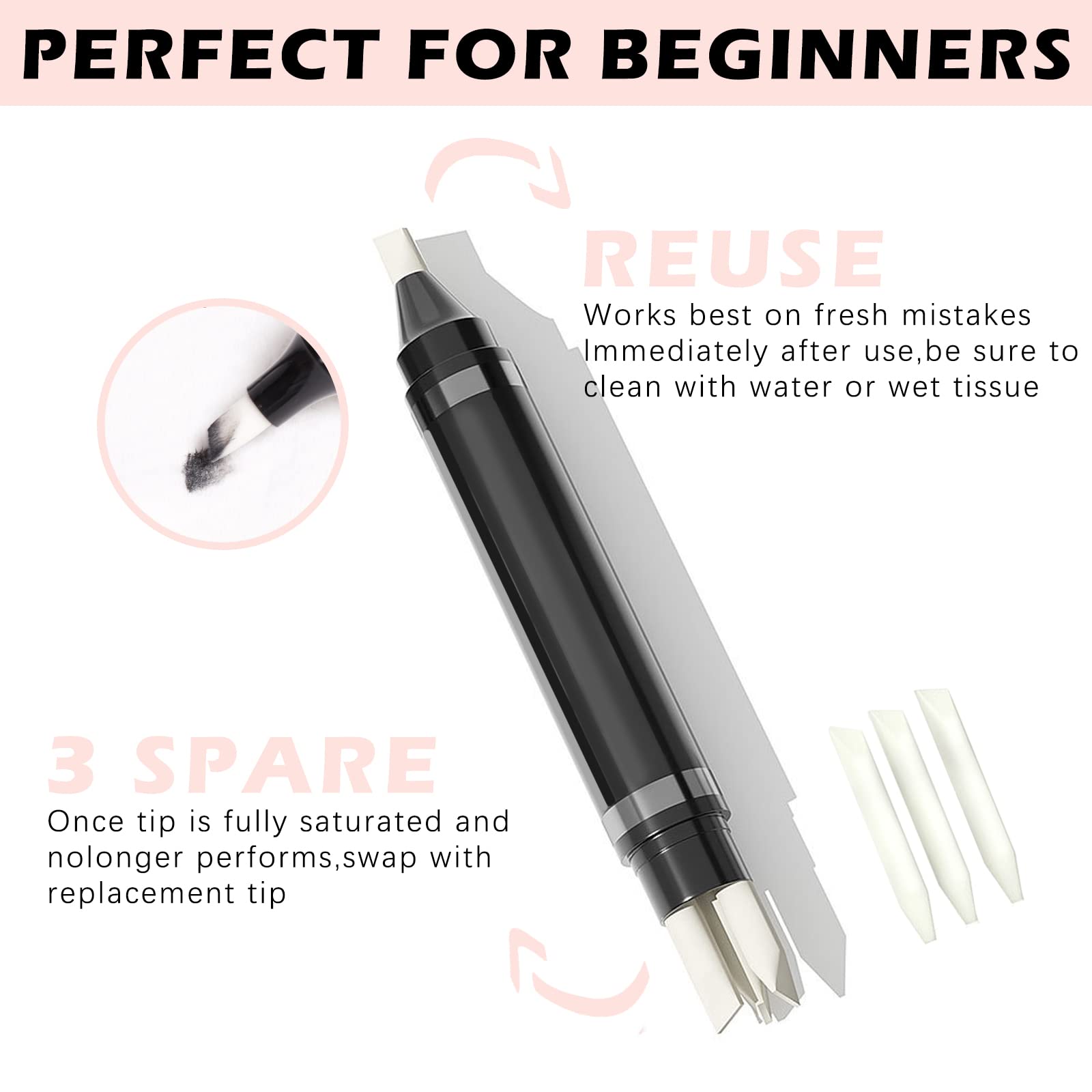 Hosaily 2Pcs Makeup Remover Pen Quick Fix Makeup Cleanser Eraser Pen Correct Makeup Mistakes Makeup Corrector Pen For Eyes Lips