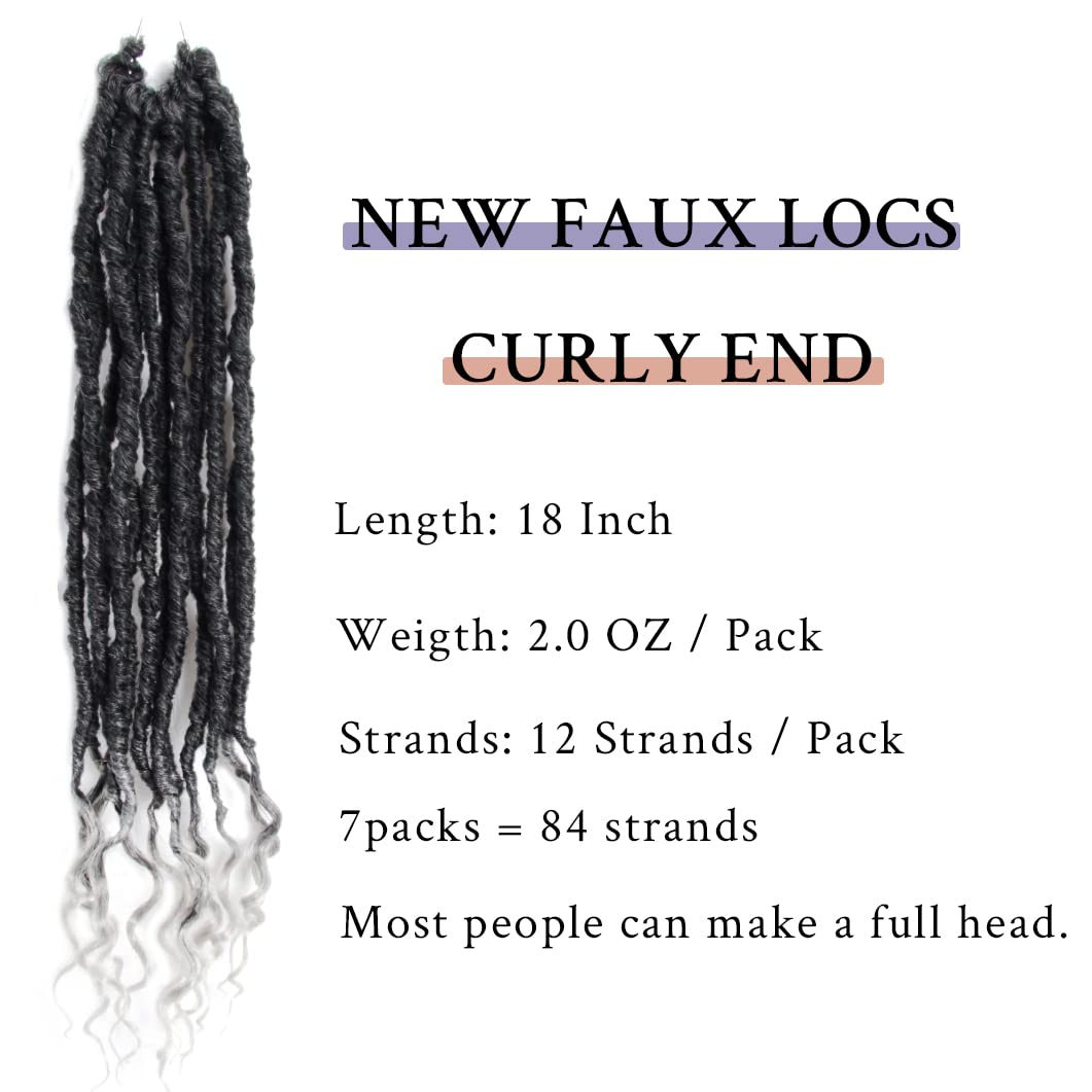 Bohobabe Faux Locs Crochet Hair 18 Inch, Boho Soft Crochet Locs With Curly Ends, Long Gray Bohemian Goddess Locs Crochet Braids