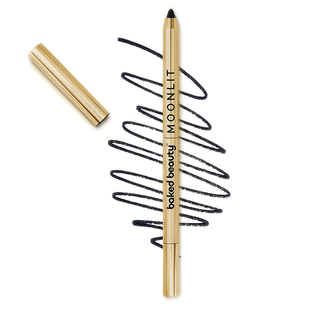 Baked Beauty Moonlit Supreme Kohl Kajal Pencil | Waterproof, Smudgeproof With Sharpener | 24 Hours Long Stay | Darkest Black | O
