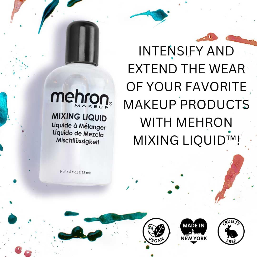 Mehron Makeup Mixing Liquid  Water Resistant For All Day Wear  Multi-Use Makeup Transformer  Eyeliner Mixing Medium  Clear 4.5 F