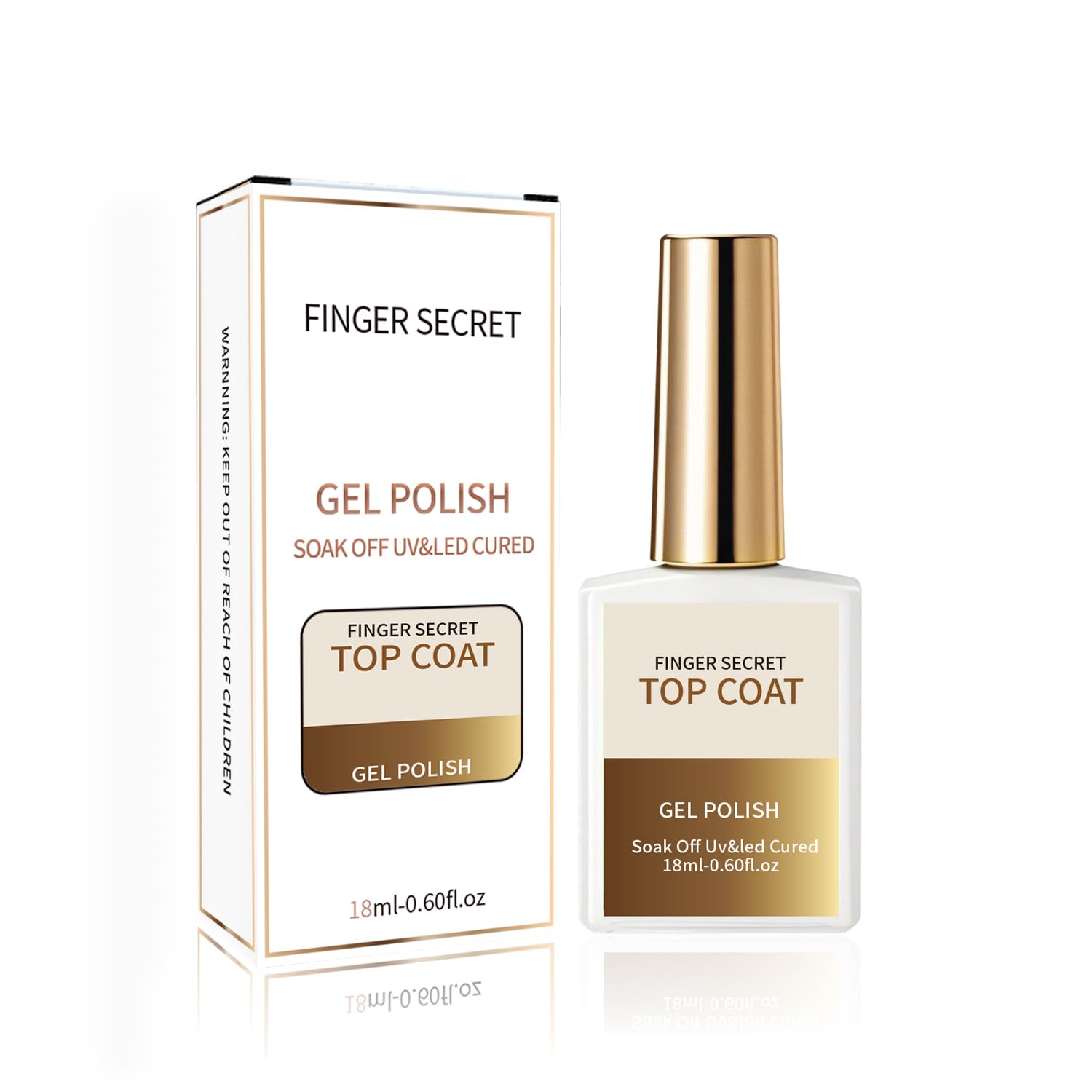 finger secret 18ml/0.60floz Top Coat for Gel Nail Polish,Quick Dry Clear Nail Polish,Nail Supplies for DIY in Salon or Home Use.