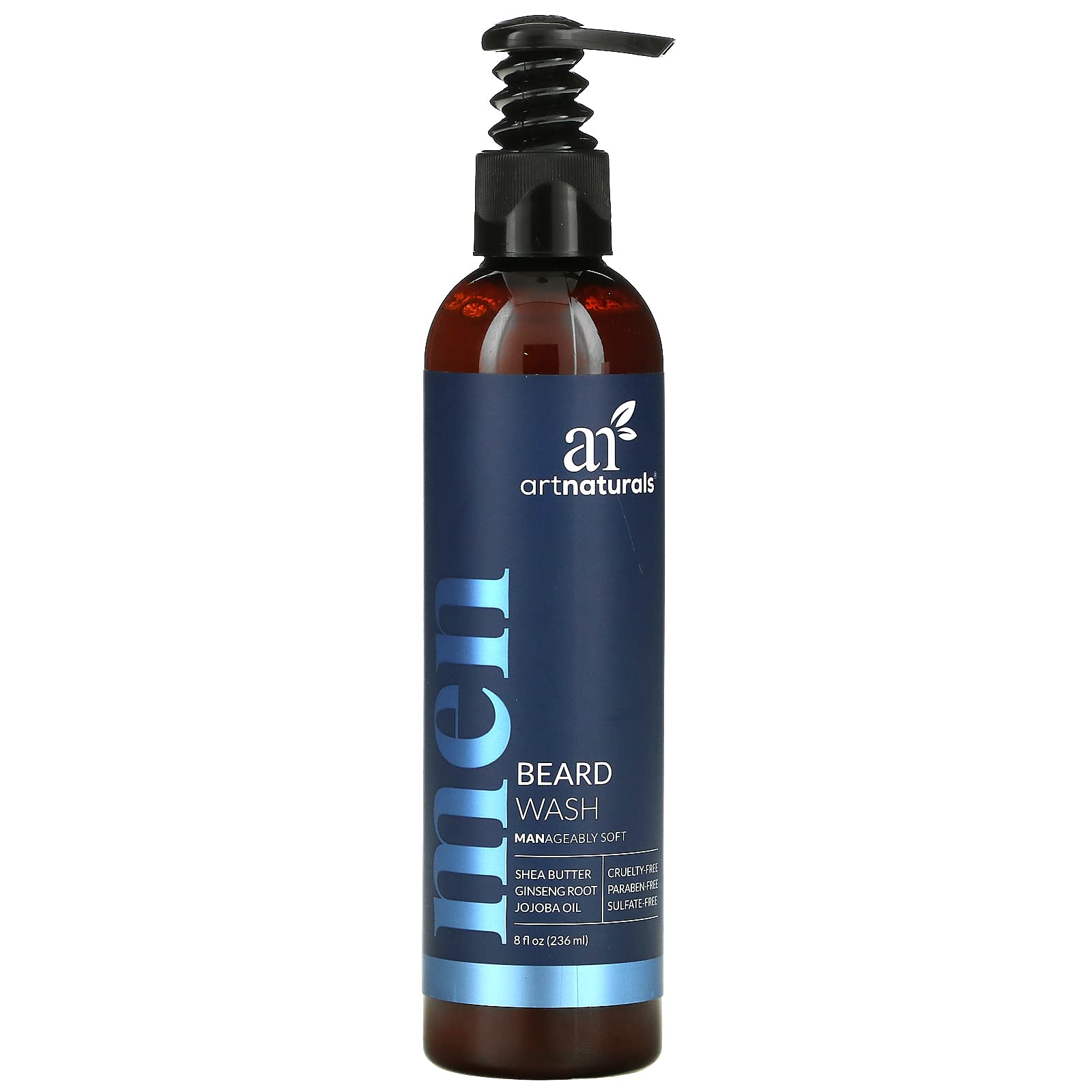 Artnaturals Natural Beard Shampoo Wash - (8 Fl Oz / 236ml) - Infused with Aloe Vera, Tea Tree and Jojoba Oil - Sulfate Free