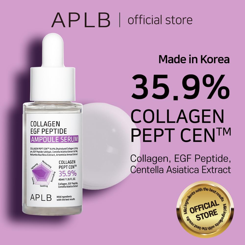 Aplb Collagen Egf Peptide Ampoule Serum | Collagen Pept Cen 35.9% 1.35 Fl.Oz/Korean Skincare, Elasticity Care, Long Lasting Mois