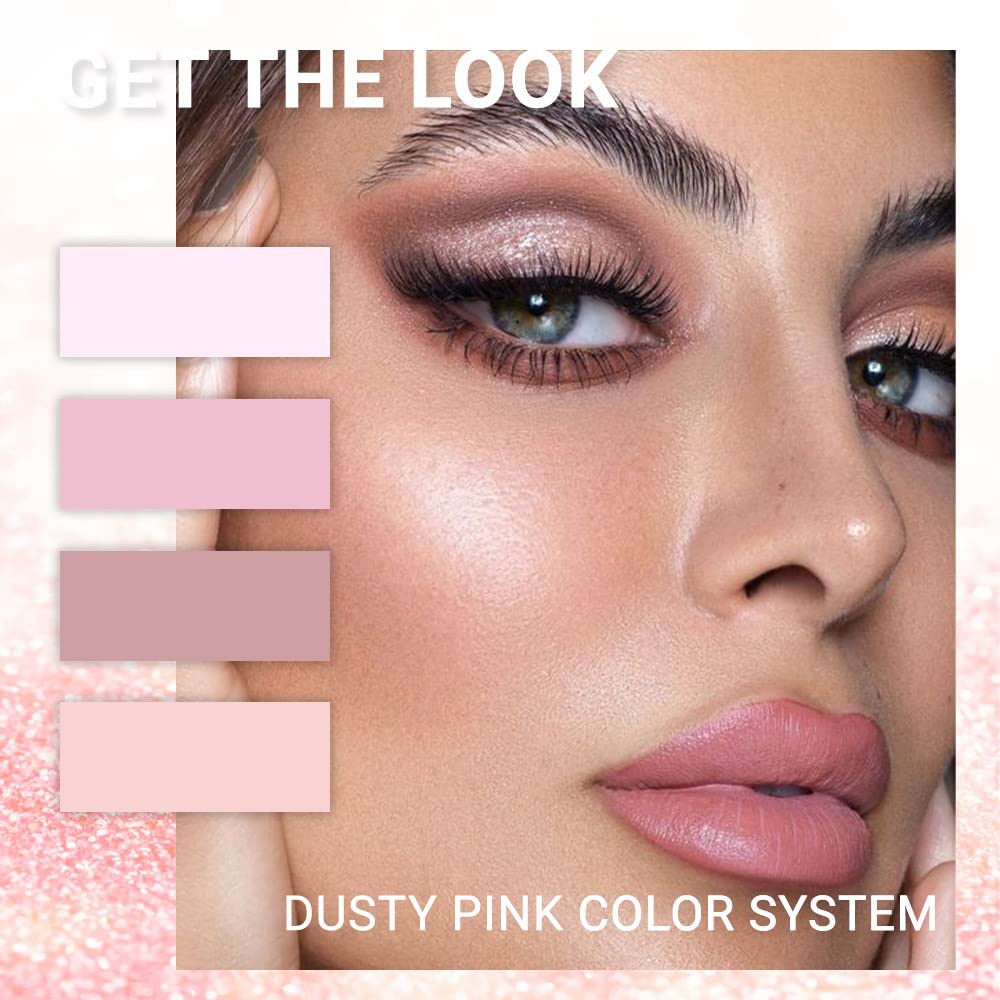 AMY'S DIARY Pink Mini Eyeshadow Palette - 4 Colors Glitter Waterproof Makeup, 1 Count, Color 02