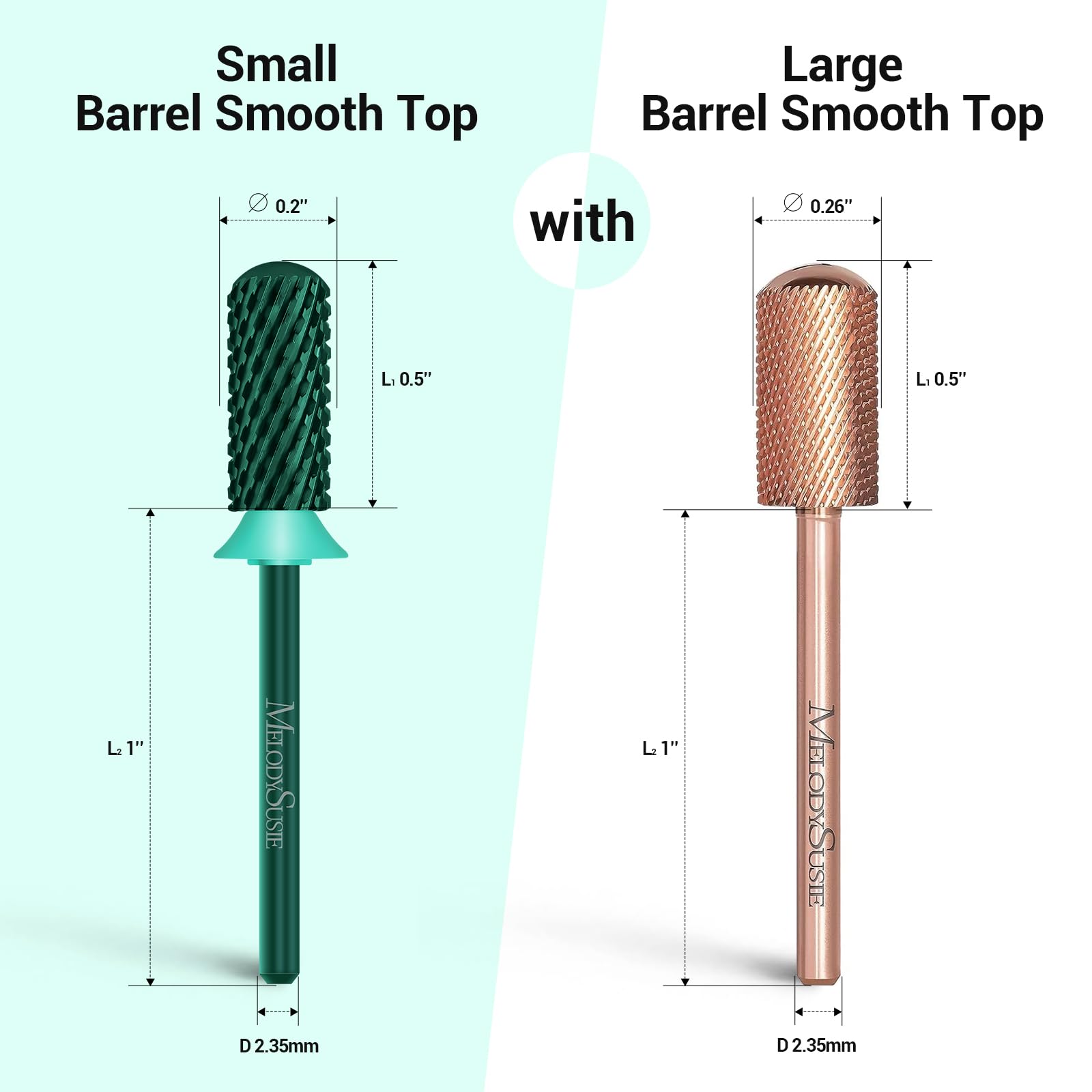 Melodysusie Safety Nail Drill Bits, 3/32 ' ' Smooth Round Top Small Barrel Carbide Bits, Fast Remove Acrylic Or Hard Gel For Man