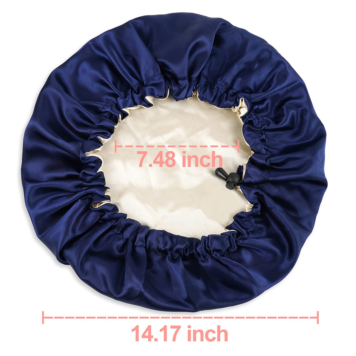 CHORHA Satin Sleep Cap,Double-Sided Adjustable Sleep Bonnet,Bonnet Cap for Sleep Navy