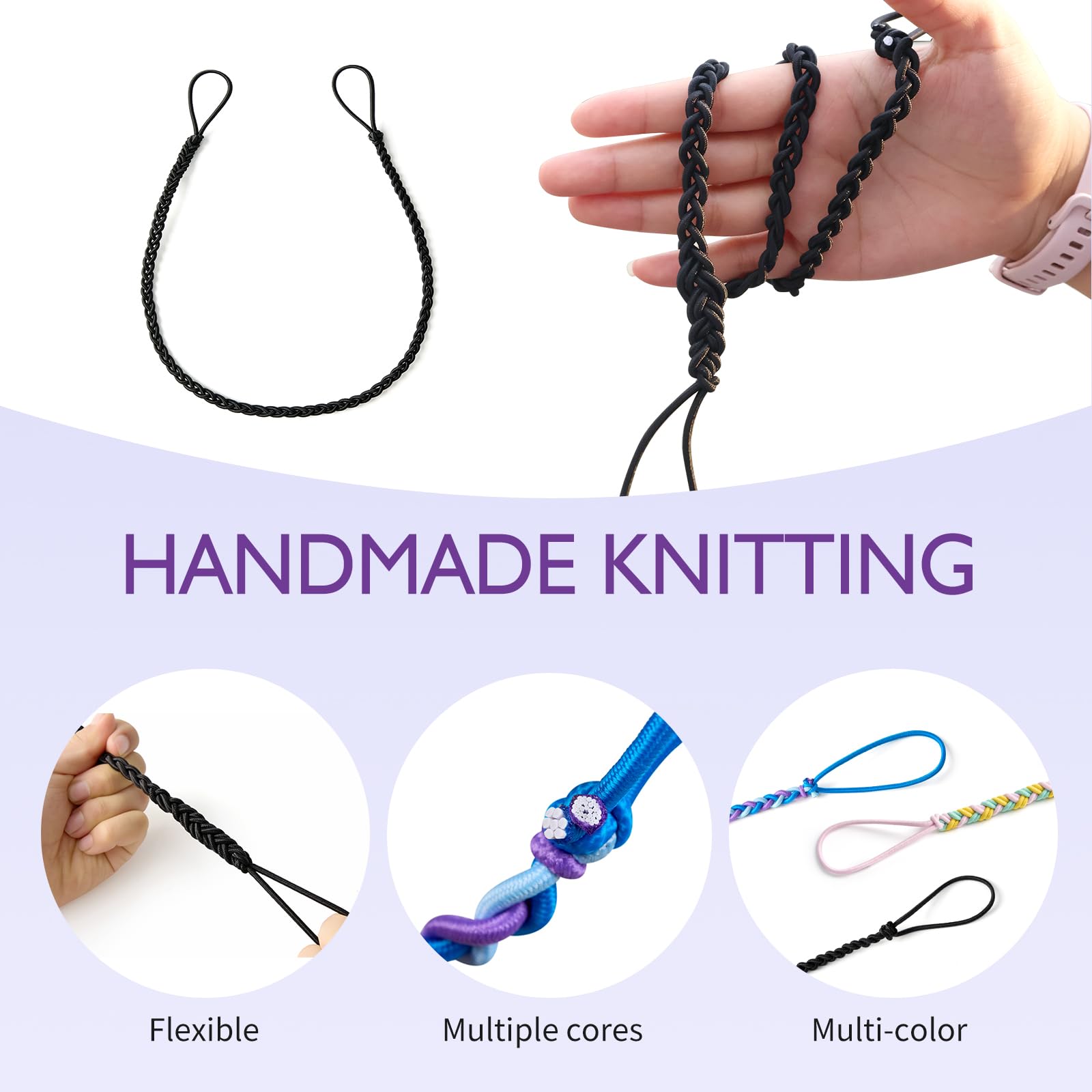 MoyRetty 25 Black Spiral Hair Tie Sprots Ponytail Holders, Elastic Braided Hair Ties No Damage for women 1PC