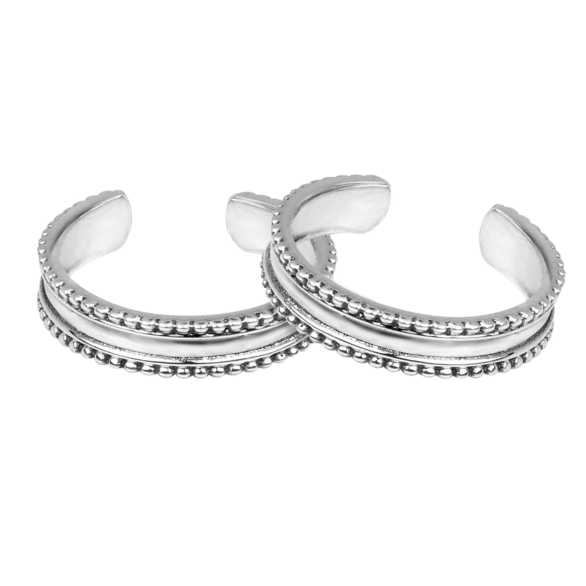 Giva Avni 925 Oxidised Silver Layered Bead Toe Rings, Adjustable | Toe Rings For Women And Girls | With Certificate Of Authentic