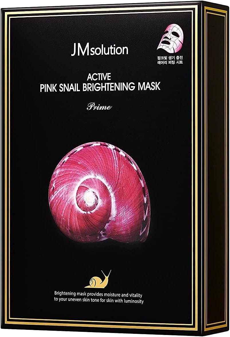 Jm Solution Active Pink Snail Regenerating Korean Facial Skin Care Mask -Vitamin B Bright Nourishing Glow Mask-10 Sheets For All