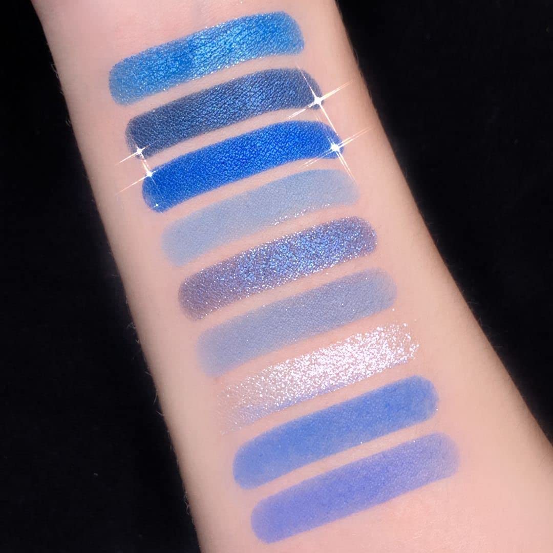 Amy'S Diary Blue Eyeshadow Palette Glitter Eye Shadow Makeup,Navy Blue Eyeshadow Shiny Sparkle Shimmer Glitter Blue Eyeshadow Wa