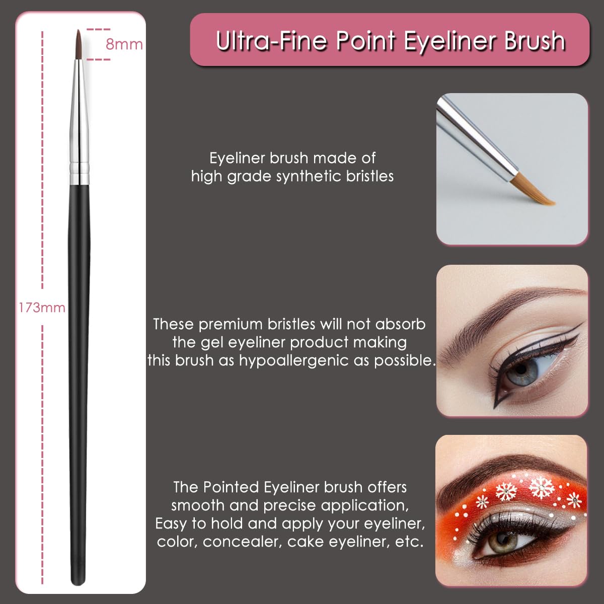 KINGMAS 5pcs Eye Makeup Tools Set - Eyebrow Brush, Eyeliner Brush, Lash Separator, Comb, Spoolie - Plastic, A Variant, Model E-JM7719