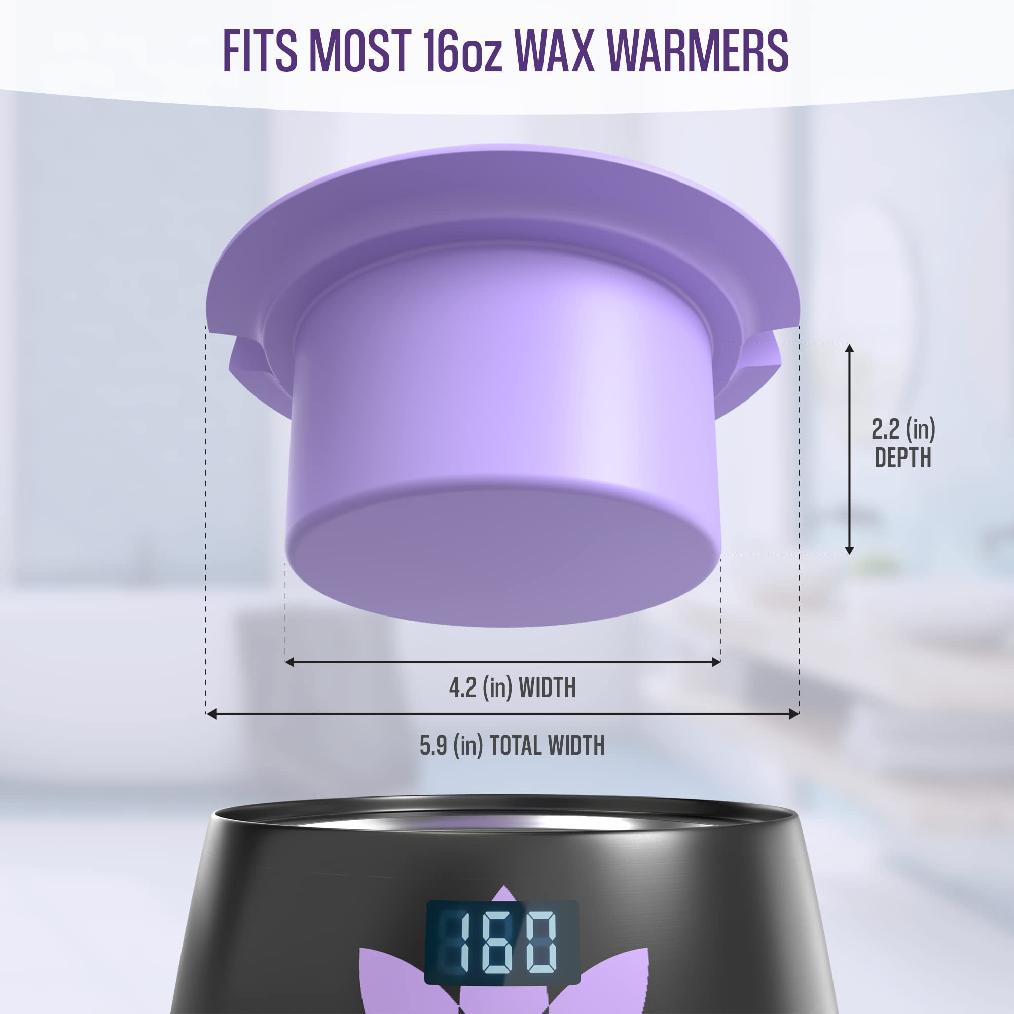 Tress Wellness Wax Warmer Silicone Liner (Purple) - Easy To Clean Silicone Wax Warmer Bowls With 2X Silicone Spatulas Compatible