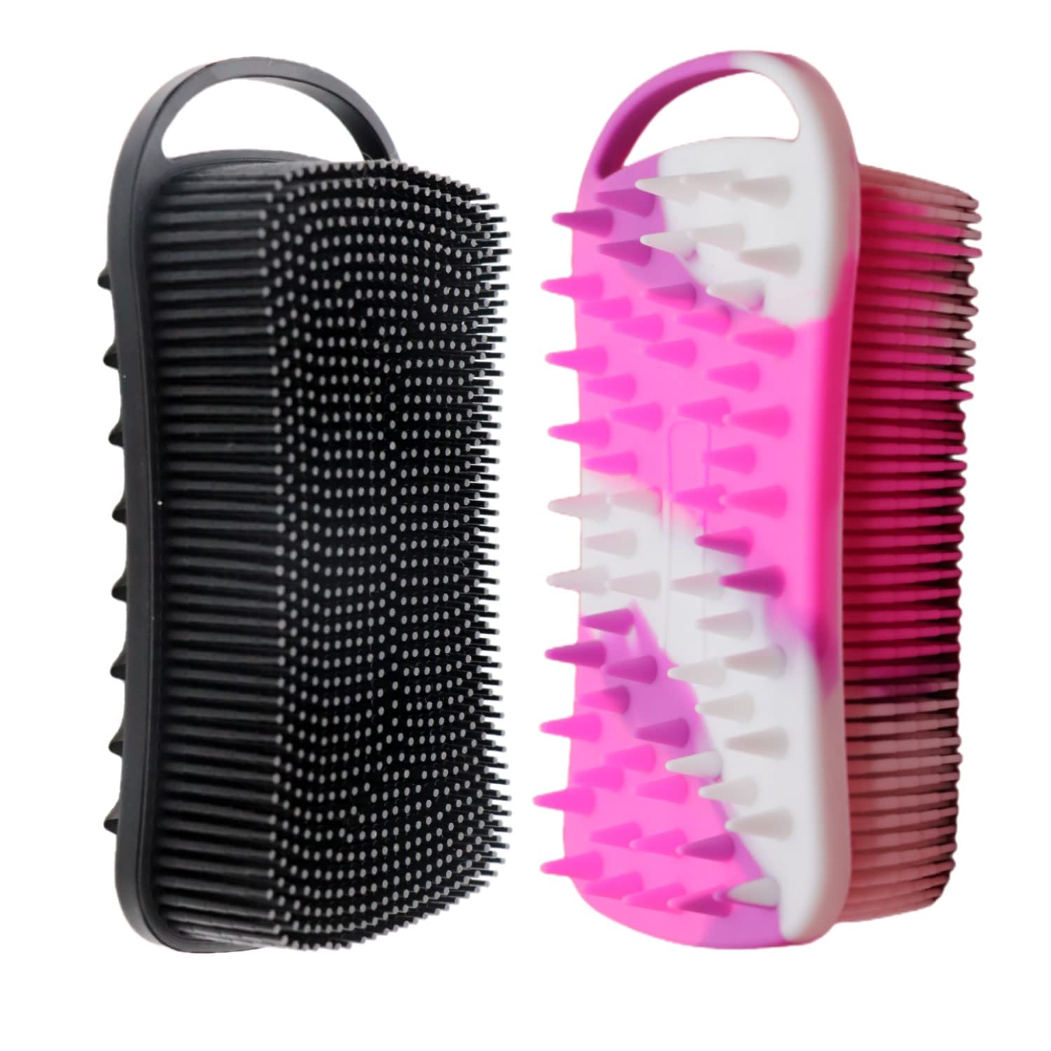 Cinlitek 2Pack Dual Sided Silicone Body Scrubber For Exfoliating, Shower&Scalp Massage, 2 In 1 Bath&Shampoo Brush,Soft Body Exfo