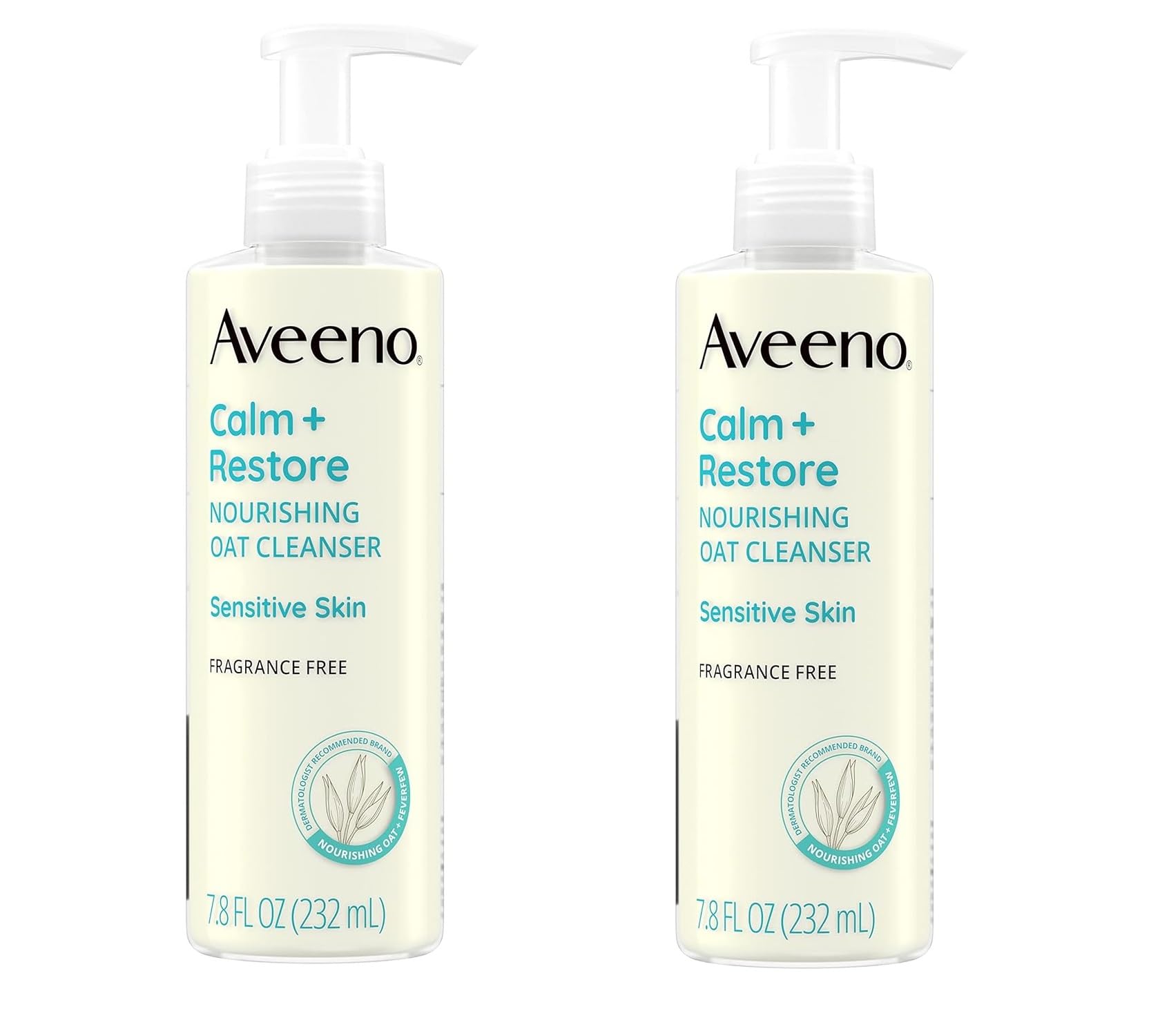 Aveeno Calm + Restore Nourishing Oat Cleanser 7.8oz (Pack of 2)