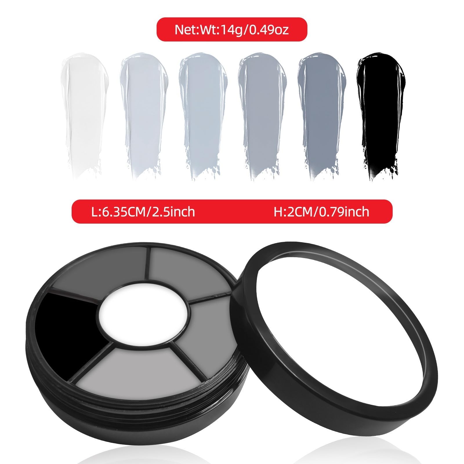 Go Ho 6 Colors Grey Face Body Paint,Cream Washable Formula Face Painting For Halloween Cosplay,Body Paint Sfx Makeup Palette,Pro