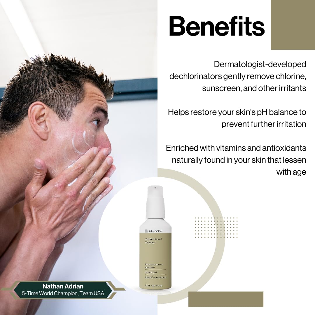 Dermasport Gentle Facial Cleanser For Swimmers And Other Athletes Removes Sunscreen And Chlorine - Moisturizing Face Wash, Fragr