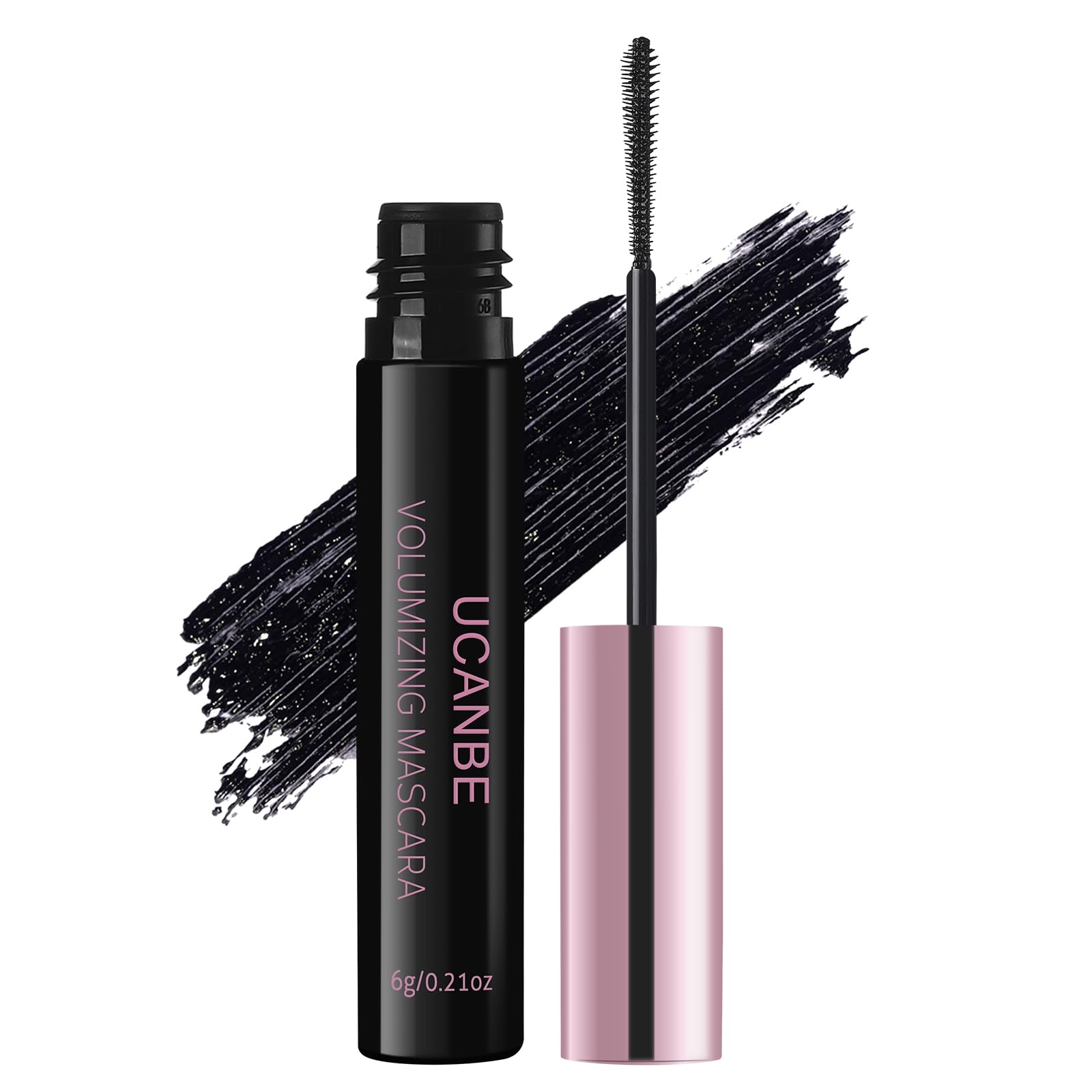 Ucanbe Black Waterproof Mascara For Volume And Length, Natural Defining Curling Long-Lasting Eyelashes, No Flaking, No Smudging,