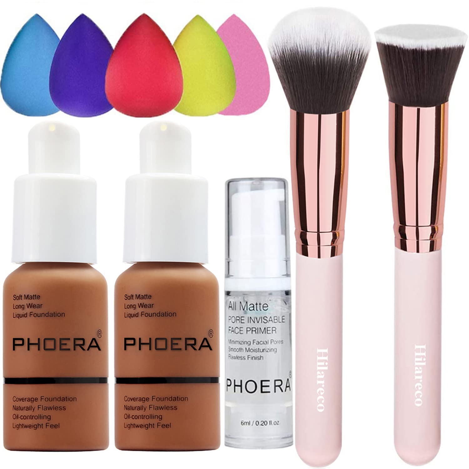 Phoera Foundation,Full Coverage Foundation, Hilareco Concealer Foundation Flawless 30ml Natural Matte Oil Control Concealer Faci