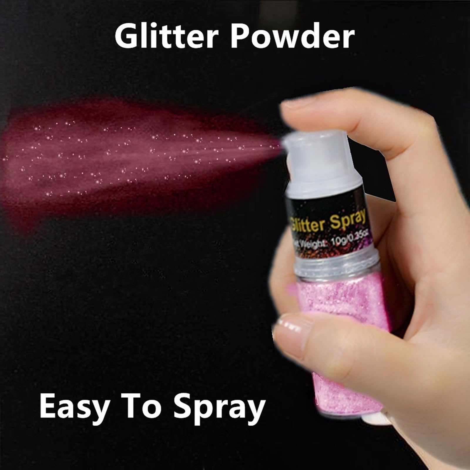 Go Ho Pink Hair and Body Glitter Spray,Holographic Glitter Highlighter Powder Spray,Festival Glitter Dry Powder Makeup for Cloth