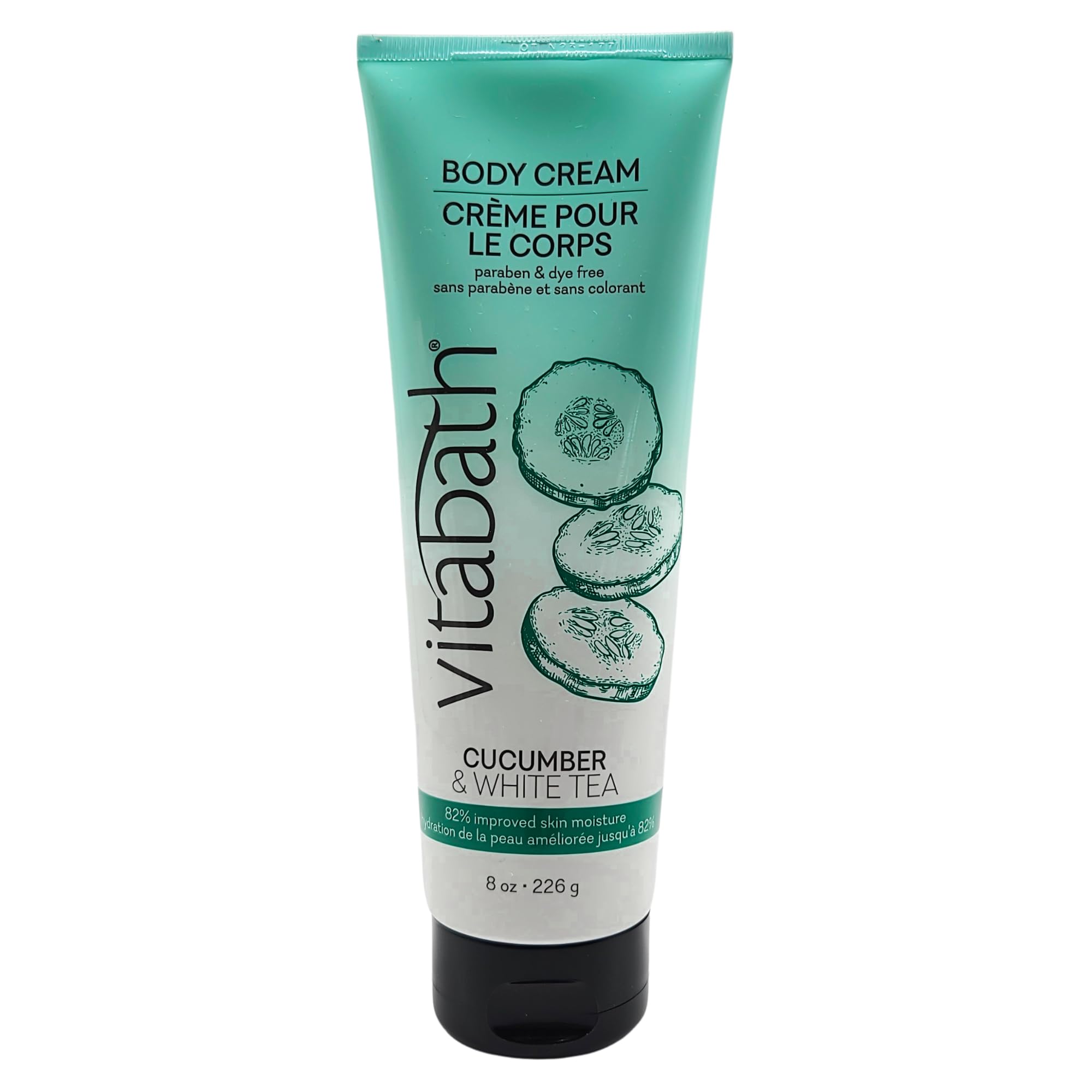 Vitabath Cucumber & White Tea Moisturizing Body Cream - Soothing Hydration Vitamin & Nutrient Skin Care - Replenishing All Over