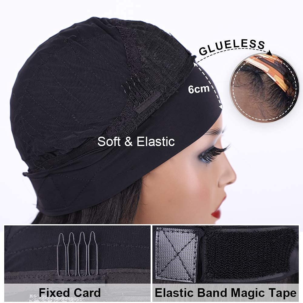 Rebasar Deep Wave Headband Wig Human Hair Curly Headband Wigs for Black Women Human Hair Glueless None Lace Front Wig 14 Inch Br