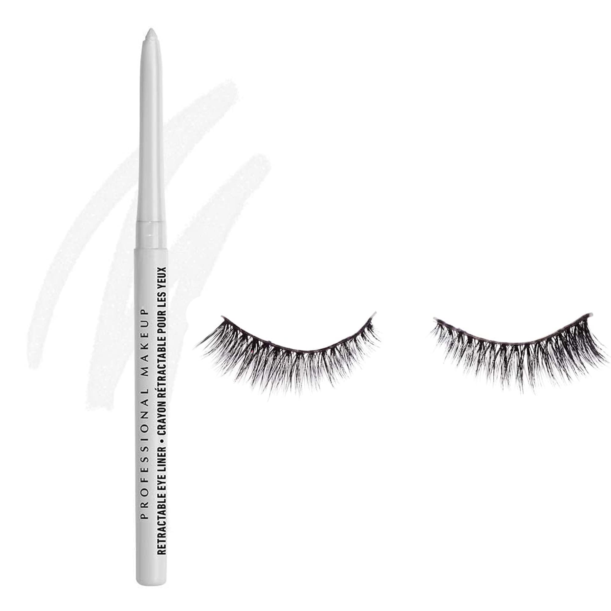 Crazy Huda Combo Long Lasting Drama Eyeliner (White) With Eyelash False (Pack Of 2)