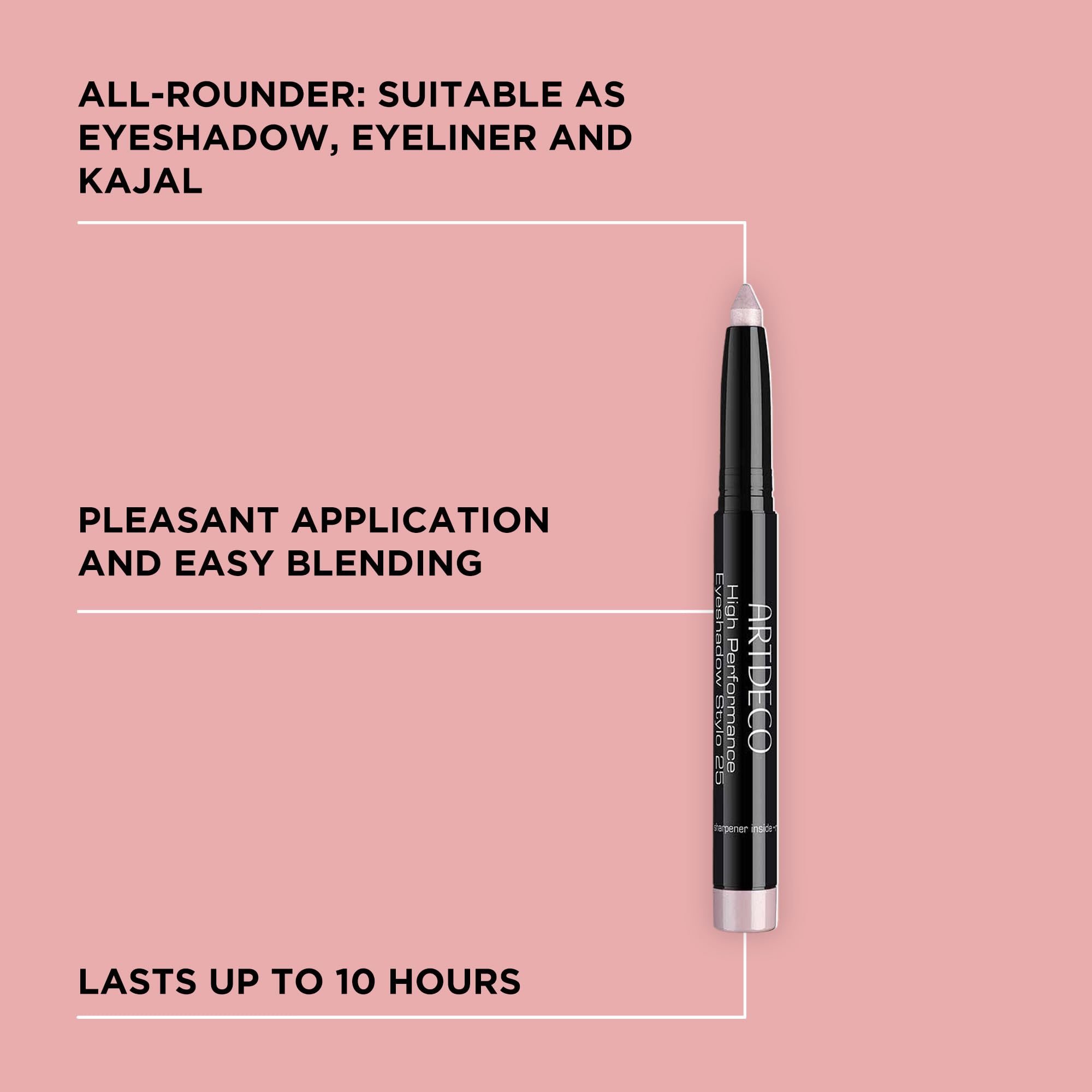 Artdeco High Performance Eyeshadow Stylo - Seashell - 3 In 1 Stick: Eyeshadow, Eyeliner & Kajal - Glides On & Blends Easily - Up