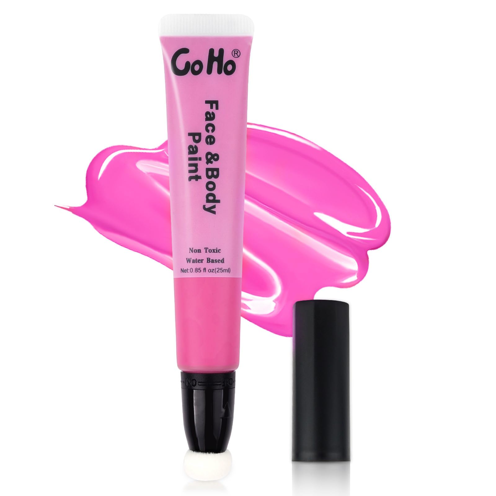 Go Ho Hot Pink Face Paint Stick(0.85Oz),Water Based Cream Pink Body Paint Washable,Liquid Concealer,Covers Oil-Free,Halloween Co