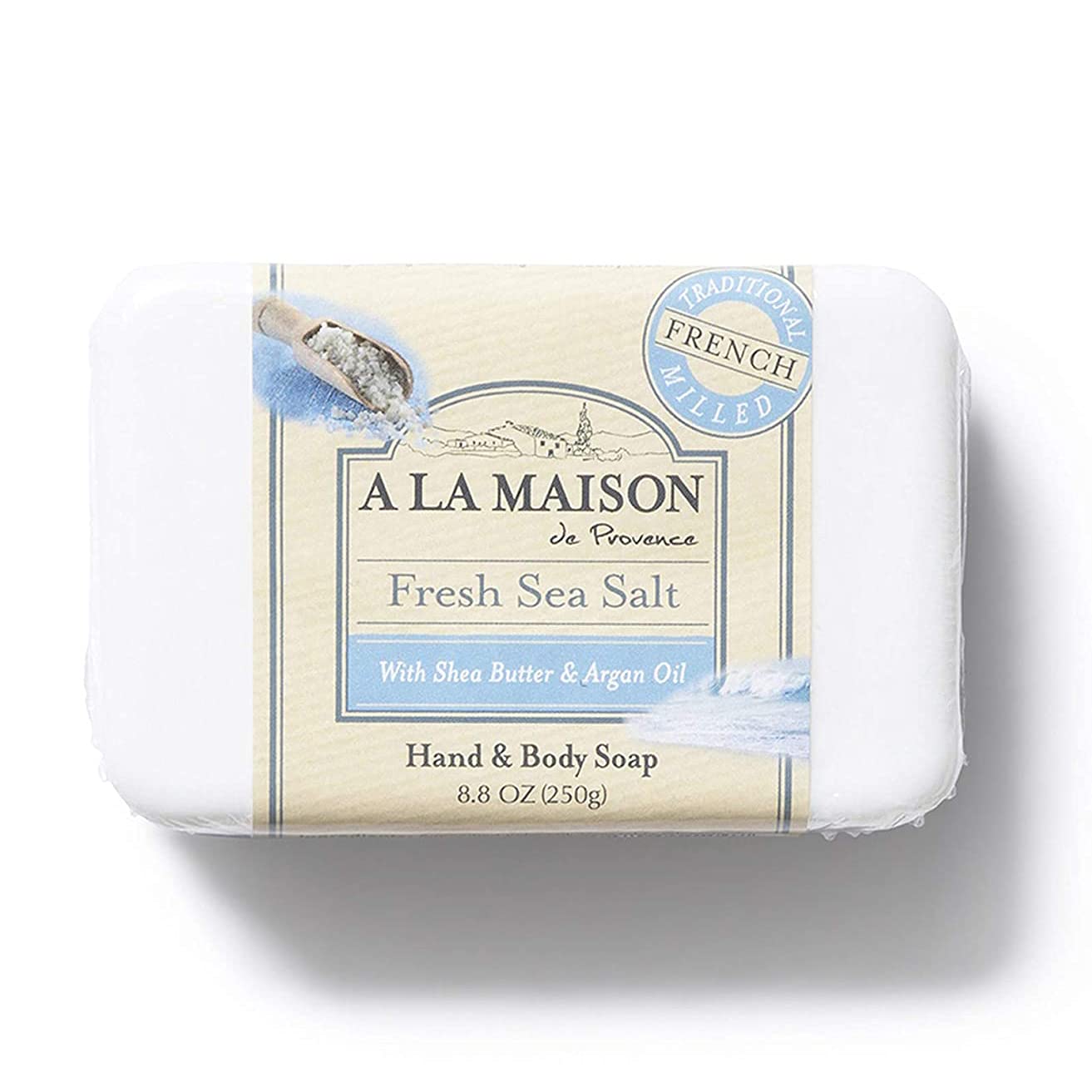 A LA MAISON Fresh Sea Salt Bar Soap - Triple French Milled Natural Moisturizing Hand Soap Bar (1 Bar of Soap, 8.8 oz)