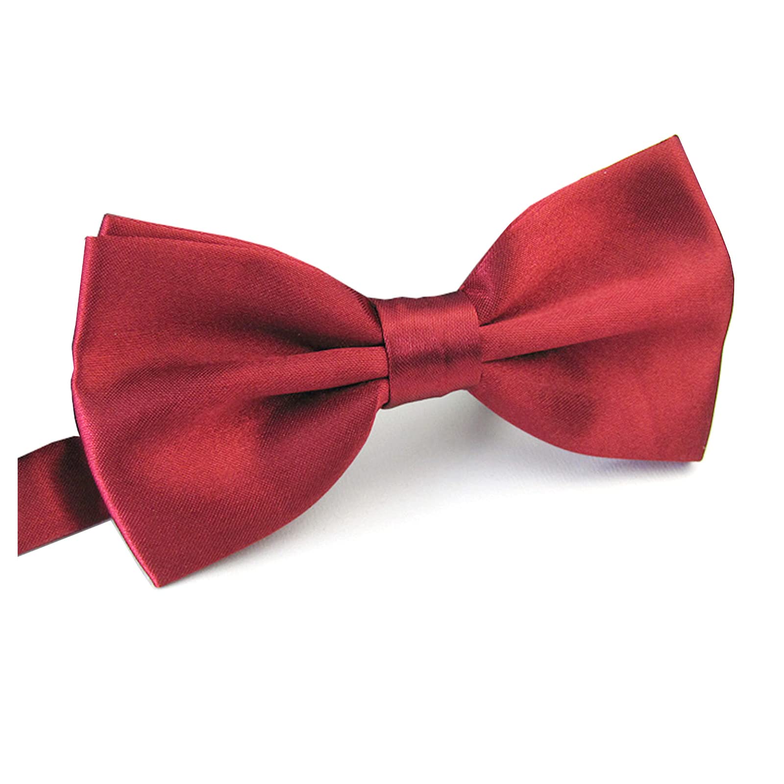 AWAYTR Mens Pre Tied Bow Ties for Wedding Party Fancy Plain Adjustable Bowties Necktie (Dark Red)