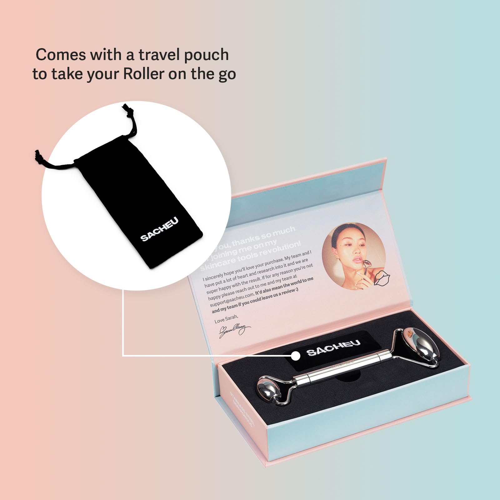 Sacheu Stainless Steel Face Roller - Face And Eye Roller, Metal Face Roller To Help Reduce Puffiness, Cooling Dual Sided Stainle