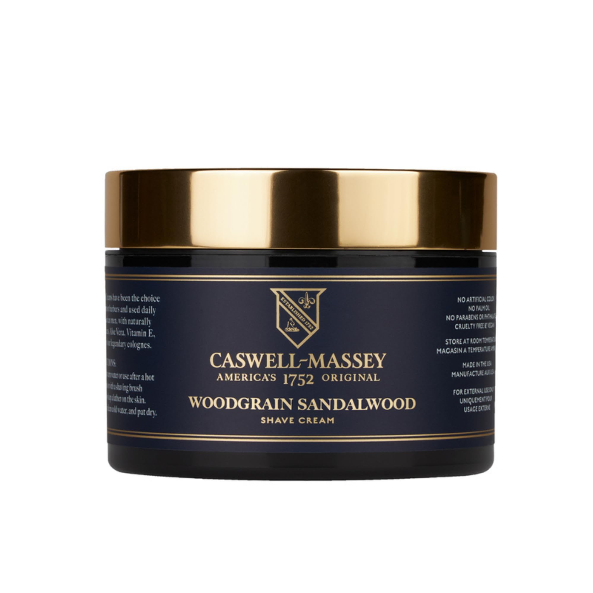 Caswell-Massey Heritage Woodgrain Sandalwood Shave Cream, Natural Mens Shaving Cream for Smooth Beard Shaving, Soothing for Sens