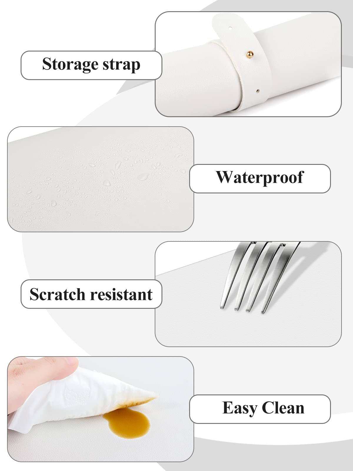 (Mat Only) White Nail Art Table Mat, Foldable Nail Art Hand Rest Pad For Nail Arm Rest Cushion, Soft Microfiber Leather Nail Mat
