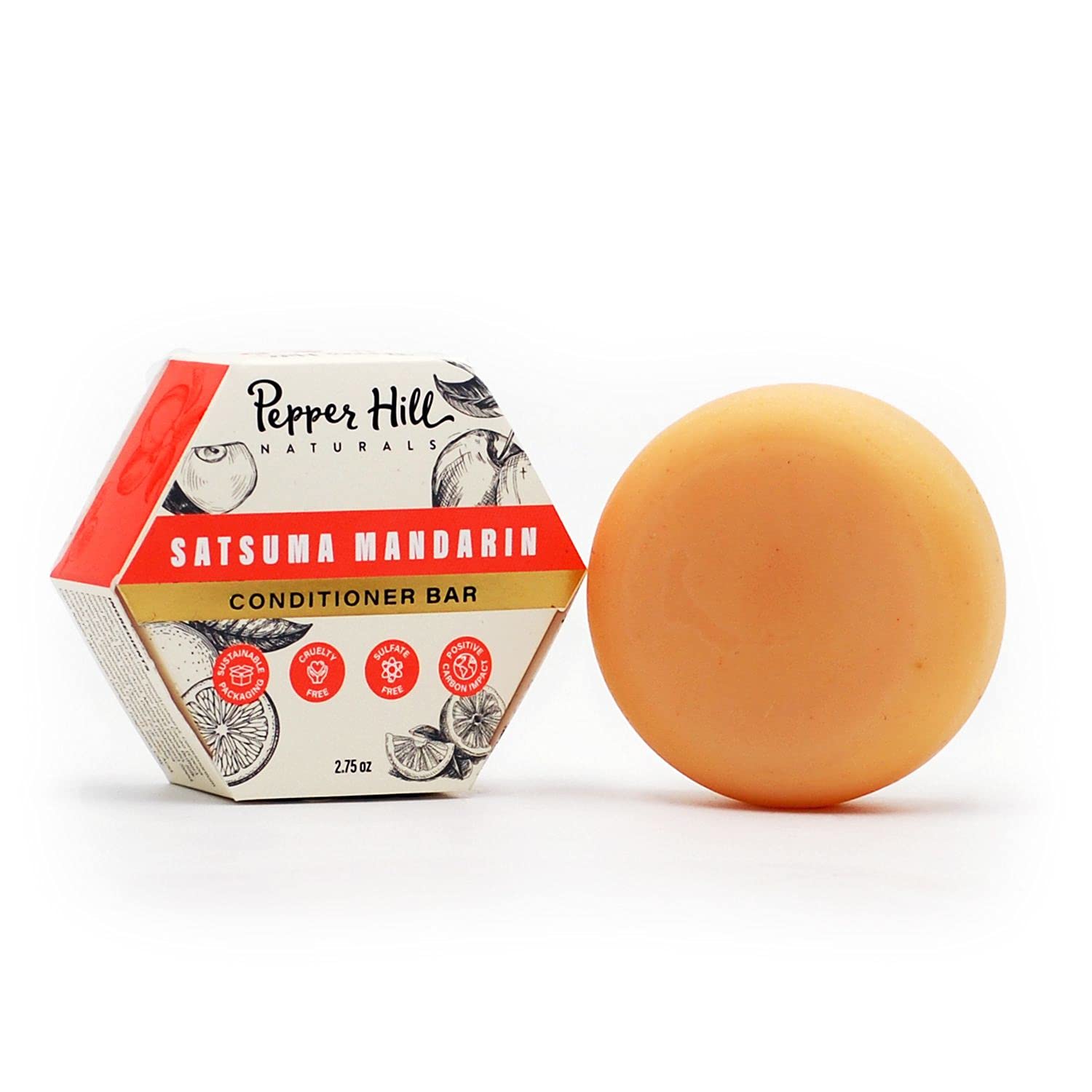 Pepper Hill Conditioner Bar - Satsuma Mandarin - Vegan, Plant-Based, Cruelty-Free, Solid Shampoo - Free Of Sulfates, Plastics, W