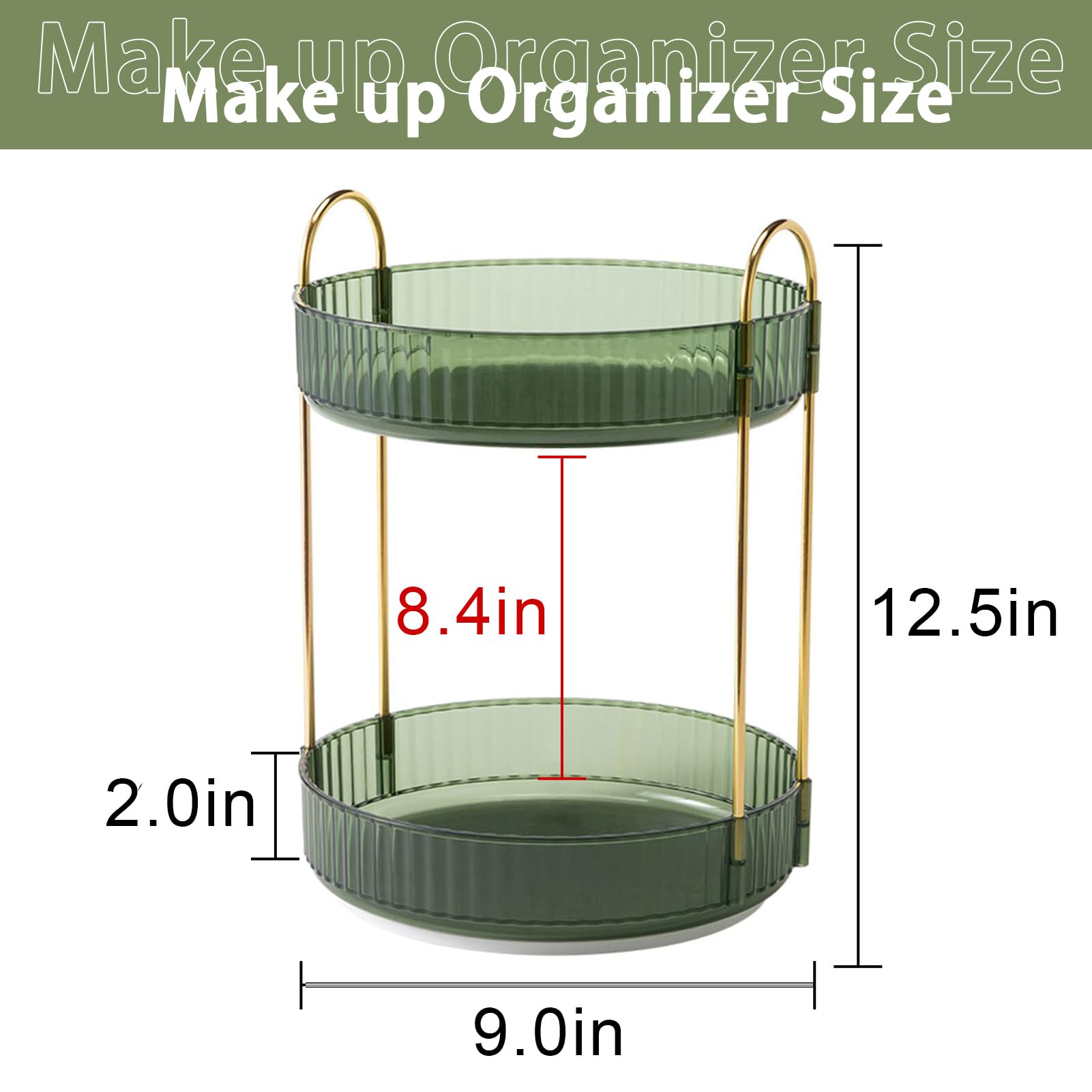Shuang Qing Rotating Makeup Organizer For Vanity 2 Tier, High-Capacity Skincare Clear Make Up Storage Perfume Organizers Cosmeti