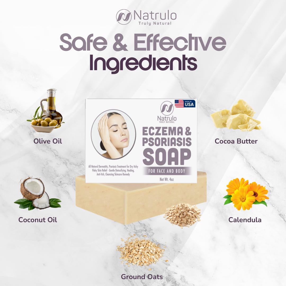 Eczema Soap Bar For Face And Body - All Natural Dermatitis, Psoriasis Treatment For Dry Itchy Flaky Skin Relief - Gentle Detoxif