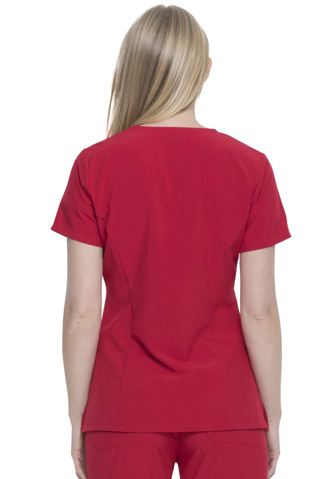 Dickies EDS Essentials Scrubs, V-Neck Womens Tops with Four-Way Stretch and Moisture Wicking DK615, XXS, Red