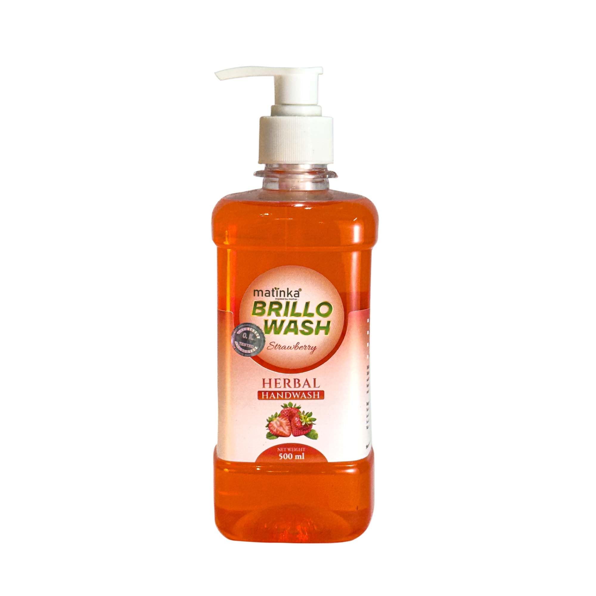 Matinka Brillo Wash Herbal Handwash  Strawberry | Antibacterial, NonAllergic, ChemicalFree, Gentle For All Skin Types | Refre