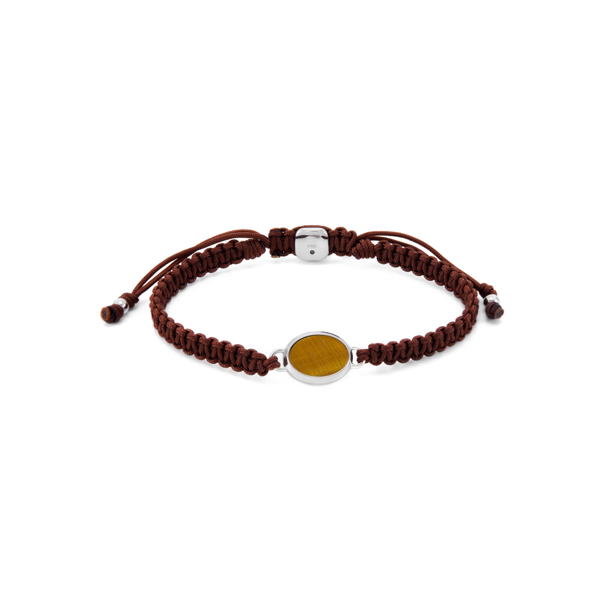 Fossil Men's Stones Tiger's Eye Stainless Steel Station Bracelet