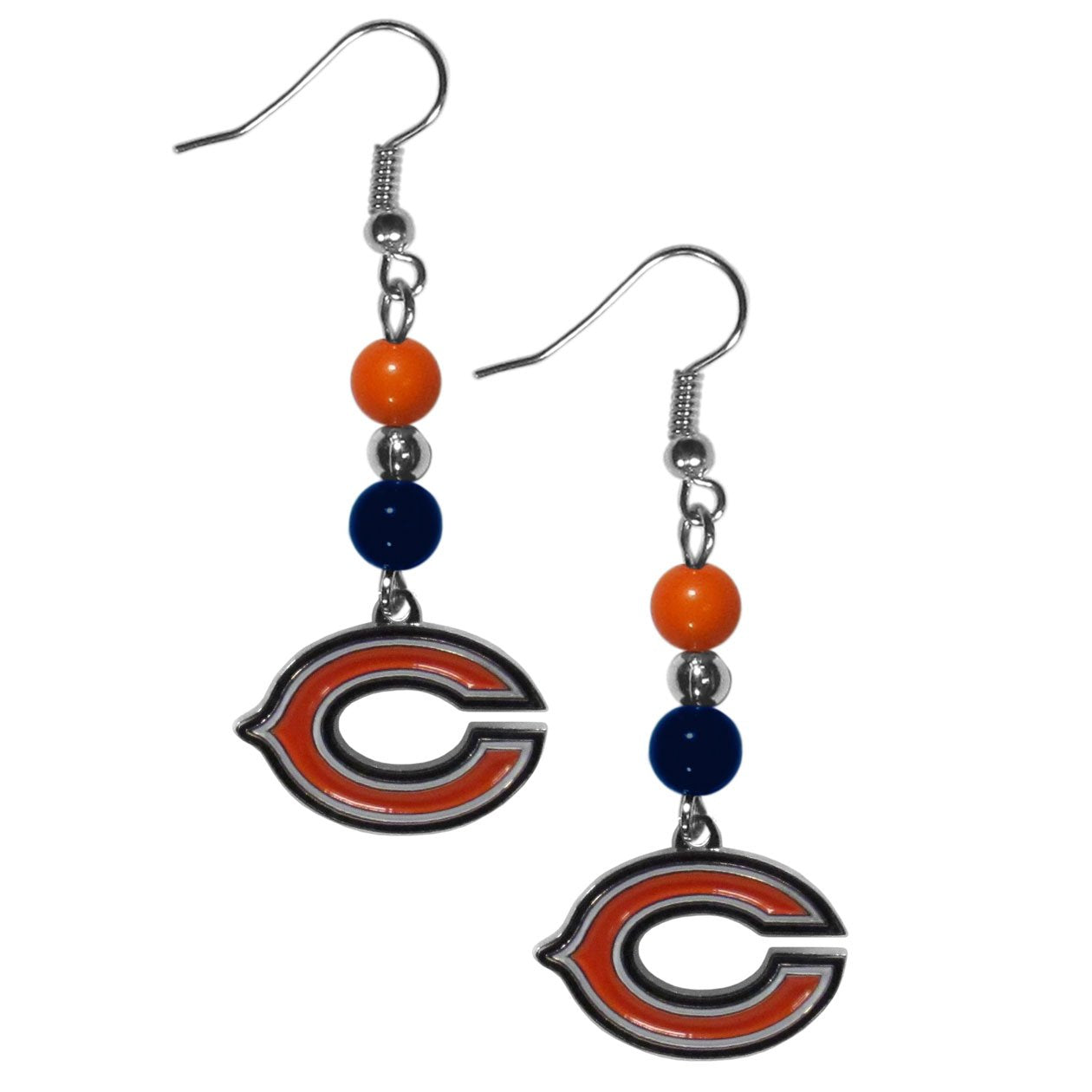 NFL Siskiyou Sports Womens Chicago Bears Fan Bead Dangle Earrings One Size Team Color,black
