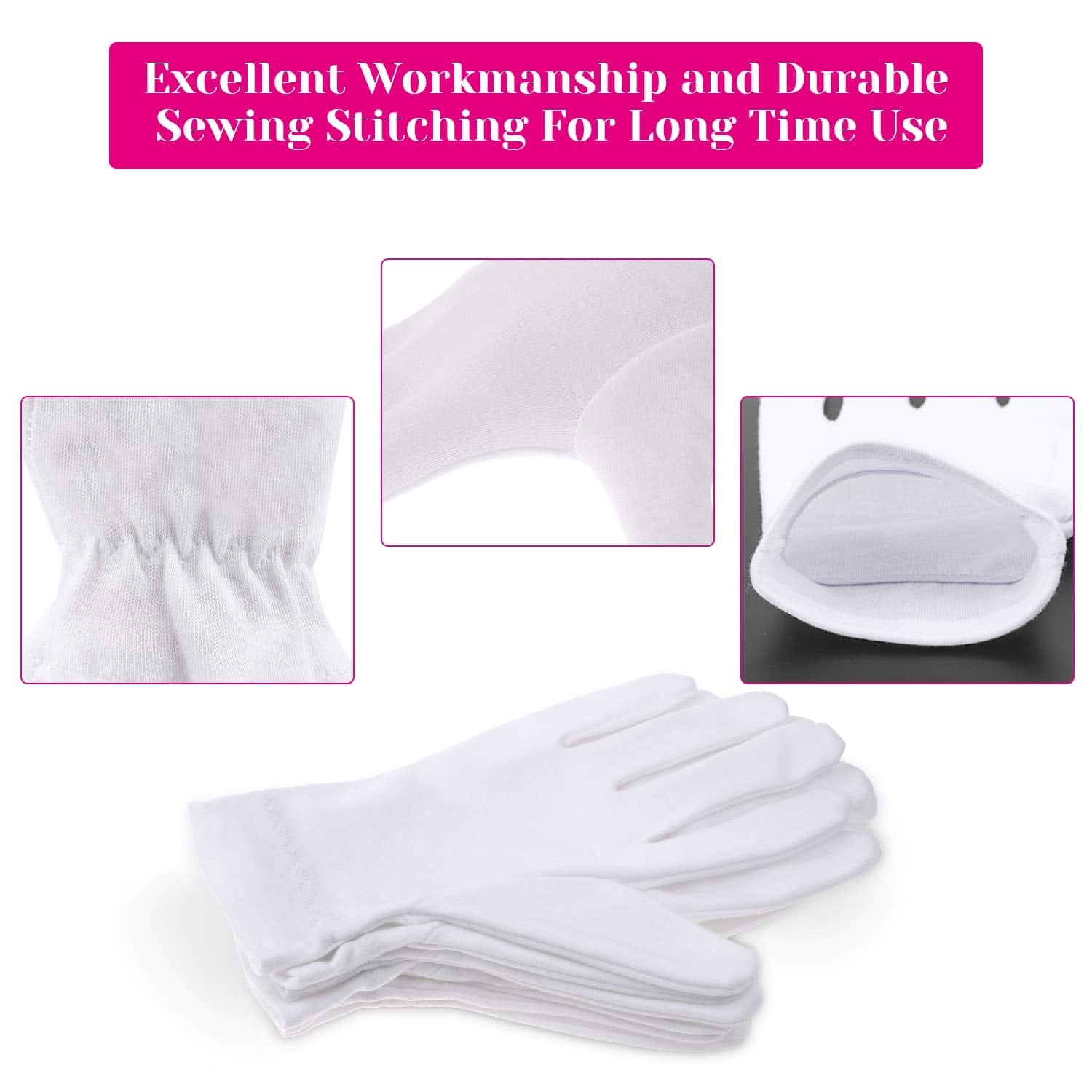 Moisturizing Gloves For Dry Hands Overnight, Selizo 3 Pairs 100 Percent White Cotton Gloves For Women Eczema, Hand Moisturizer S