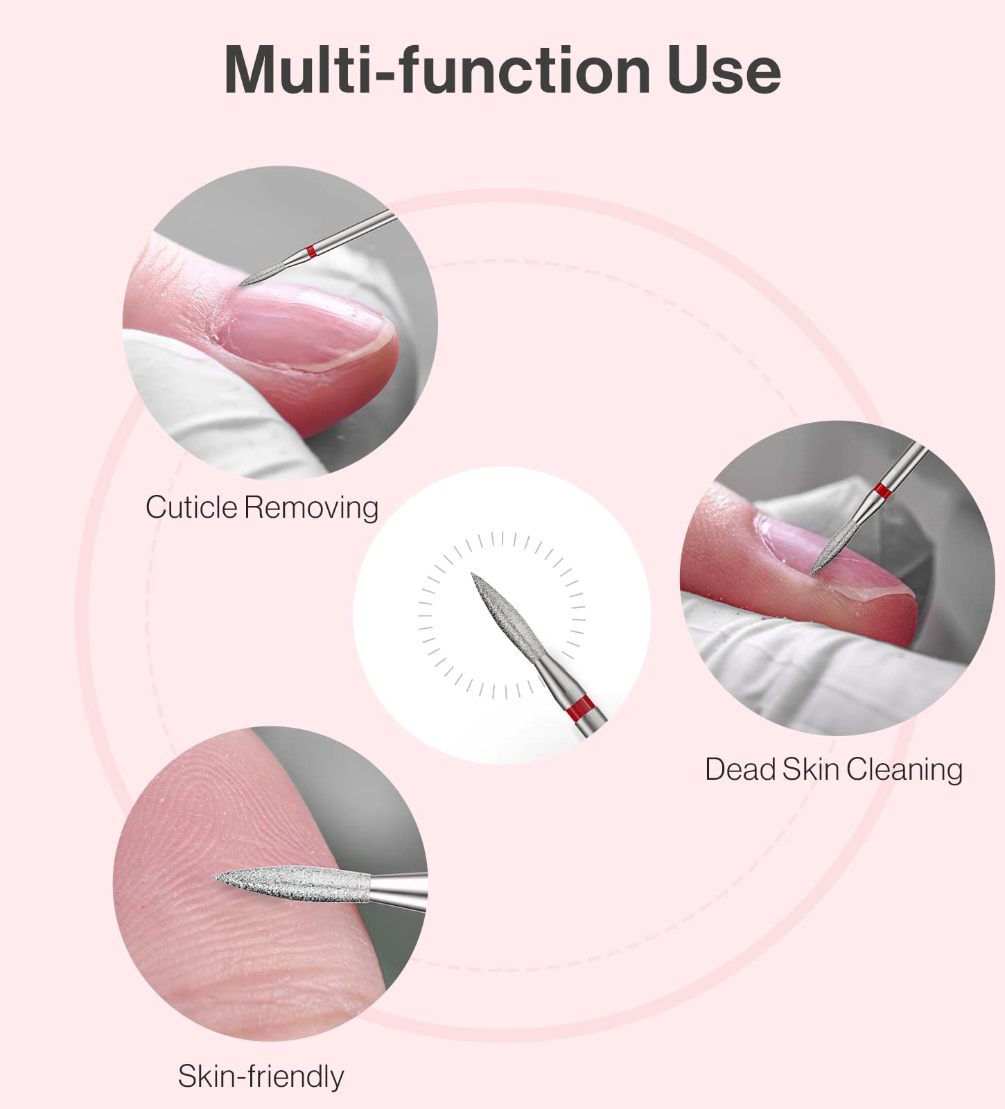 Melodysusie 2Mm Flame Shape Cuticle Clean Nail Drill Bit 3/32'', Professional Safety Carbide Diamond Under Nail Cleaner For Cuti