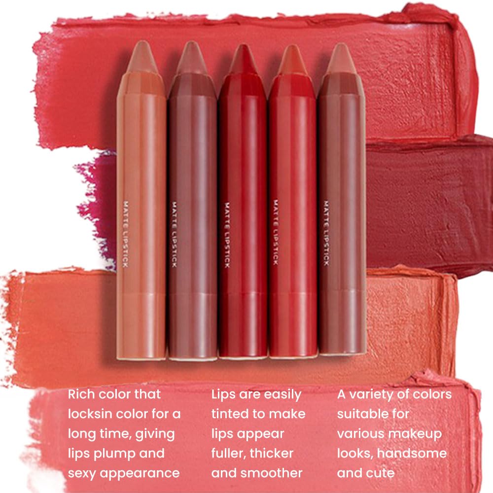 Bingbrush Crayon Matte Longwear Lipstick Pack Set,Moisture Smooth Color Stick Ultimate Lip Crayon For Makeup Collection - Waterp