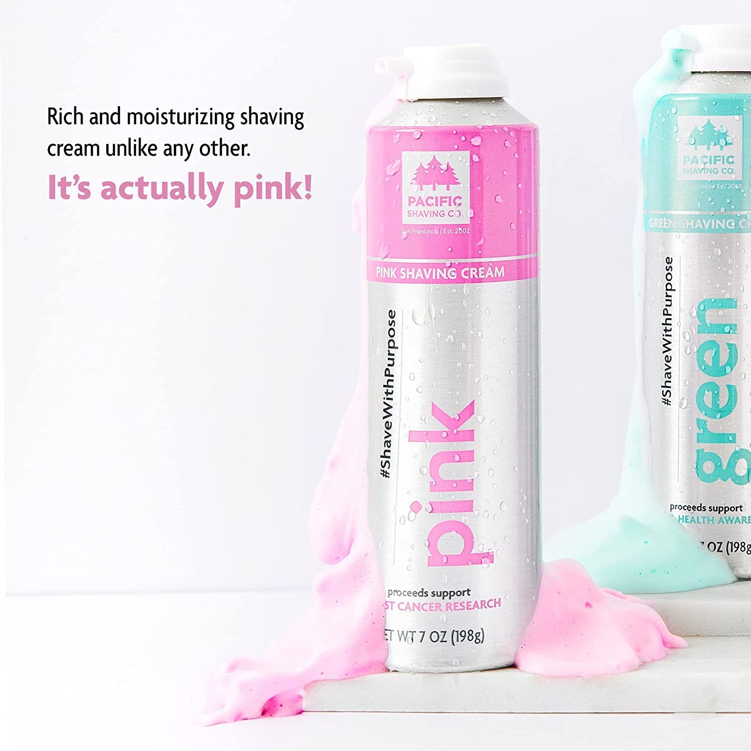 Pacific Shaving Company Pink Shaving Cream - Foaming Colorful Shaving Cream - Hydrating, Redness Reducing + Irritation Free Shav