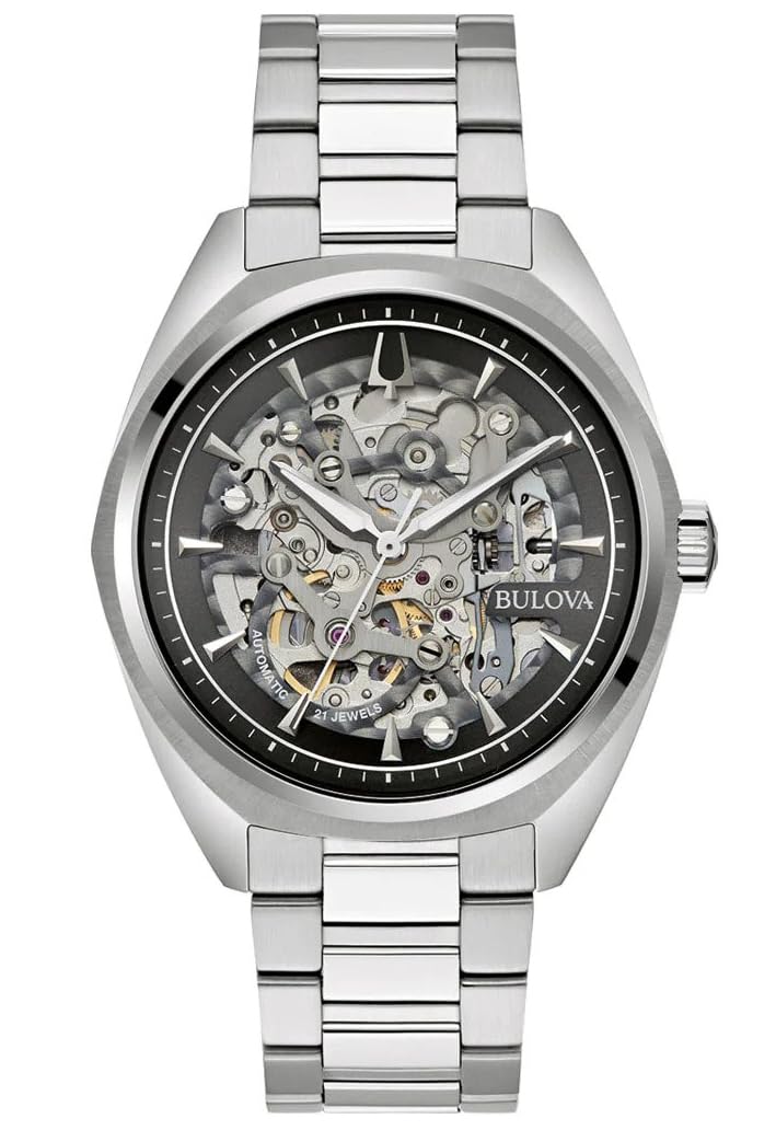 Bulova Classic Surveyor Stainless Steel Silver Skeleton Dial Automatic 96A293 Men's Watch