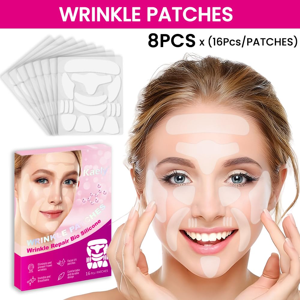 Kaely 128 Pcs Face Tape For Wrinkles Overnight,Facial Skin Wrinkle Patches For Face Overnight,Face Tape For Castor Oil,Face Oil