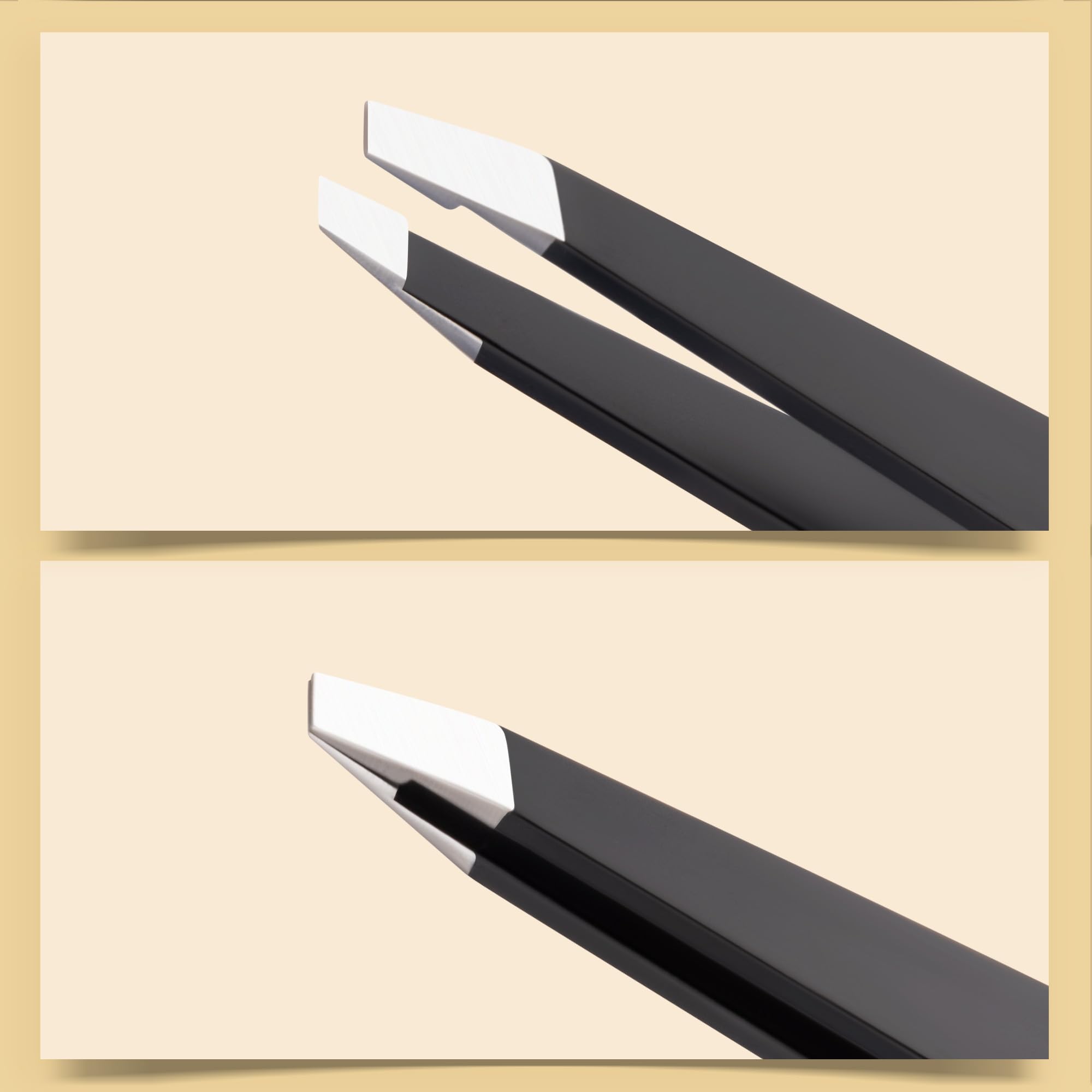 2-Pack Tweezers for Eyebrows, Facial Hair, Ingrown Hair Removal, Slant and Point Tip Tweezer Set for Women and Men, Professional