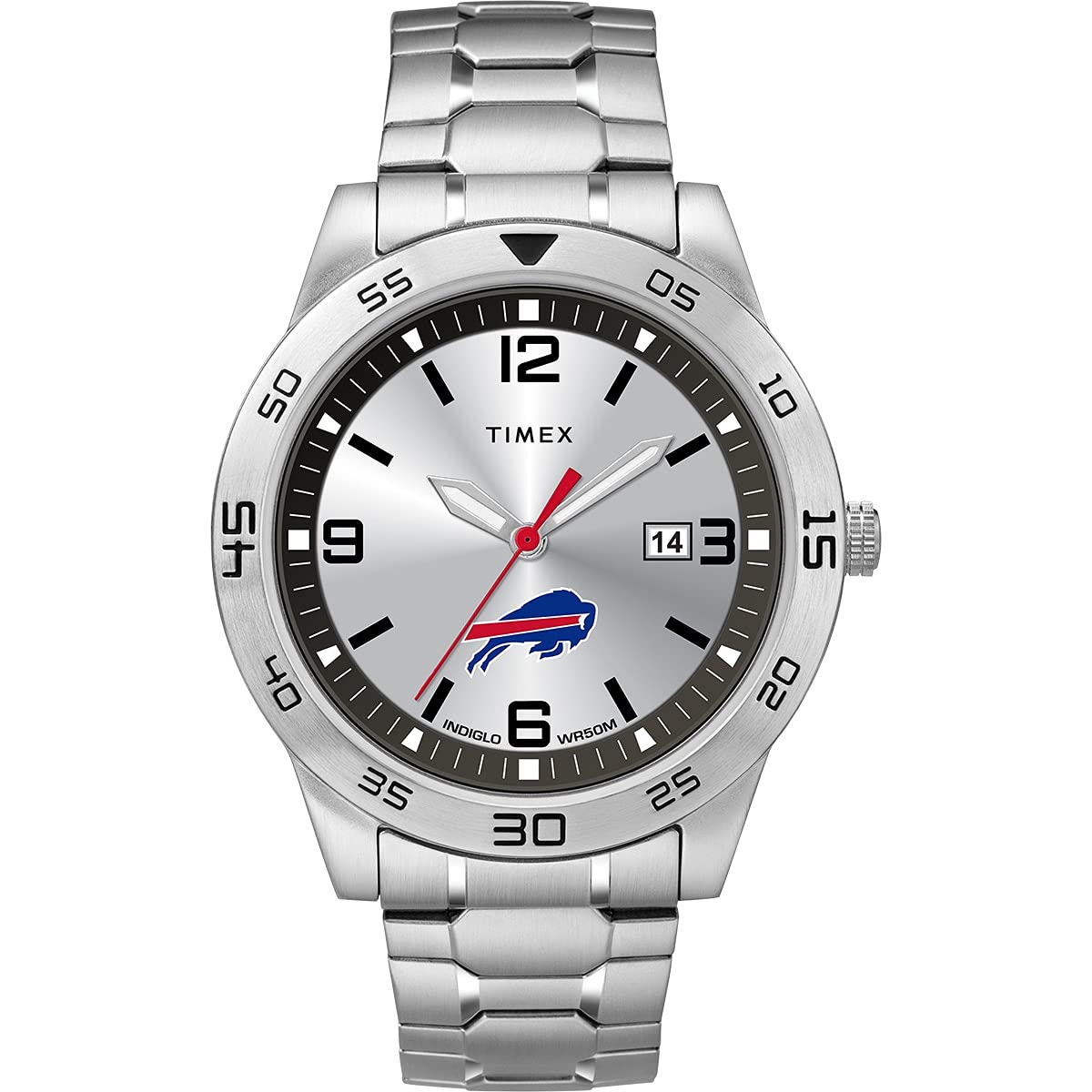 Timex Tribute Mens NFL Citation 42mm Watch - Buffalo Bills with Stainless Steel Expansion Band